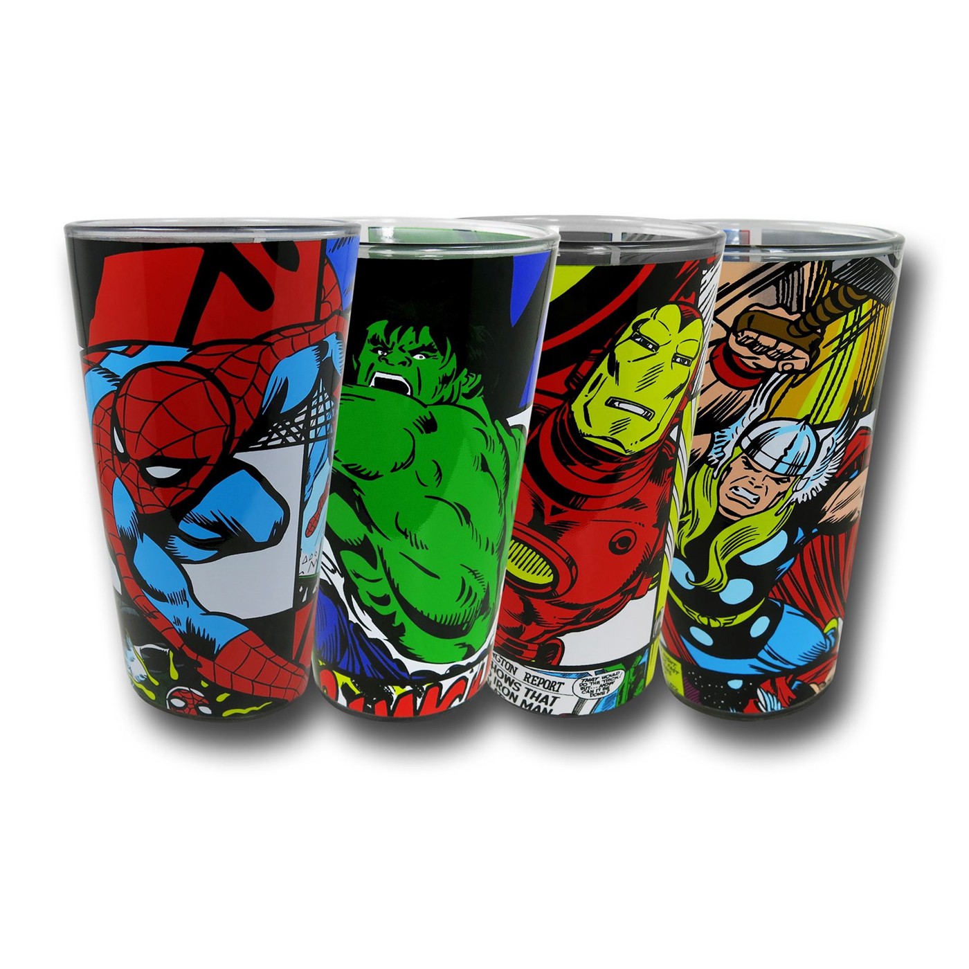 Marvel Comic Panels Wrap Pint Glass 4-Pack, Red