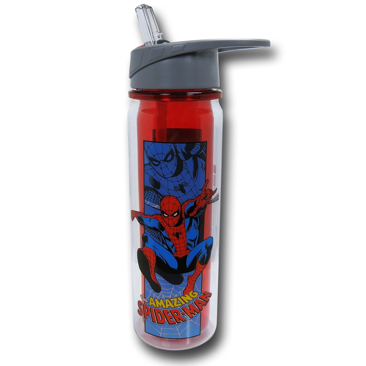 Spiderman Flip-Top Double-Wall Water Bottle, Red