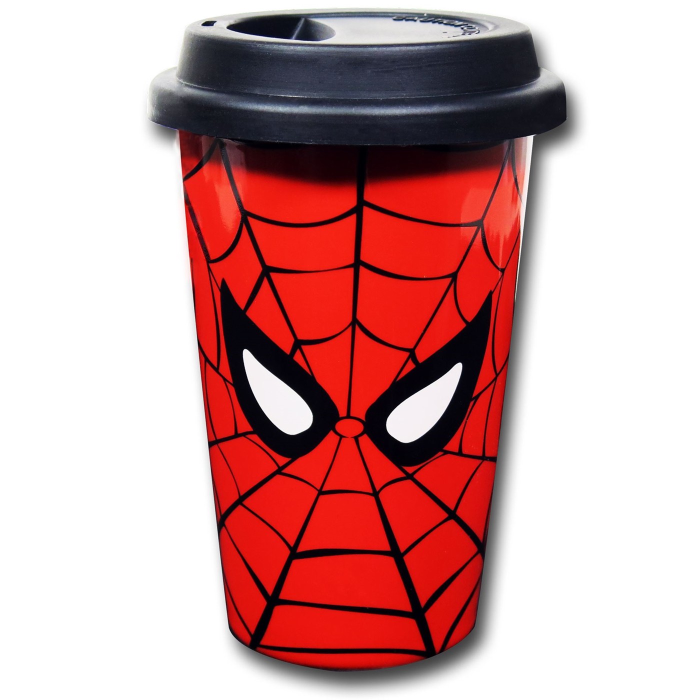 Spiderman Mask Double Wall Ceramic Travel Mug, Red