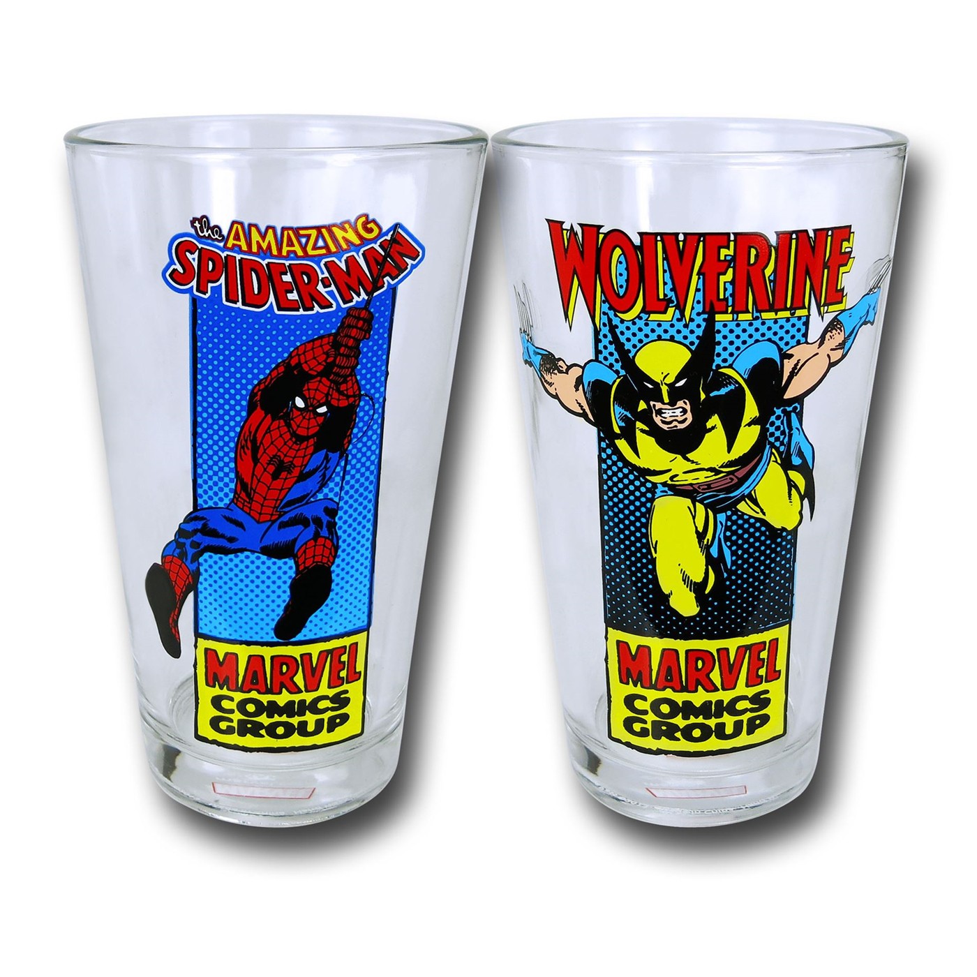 Spiderman & Wolverine Classic Pint Glass 2-Pack, Blue