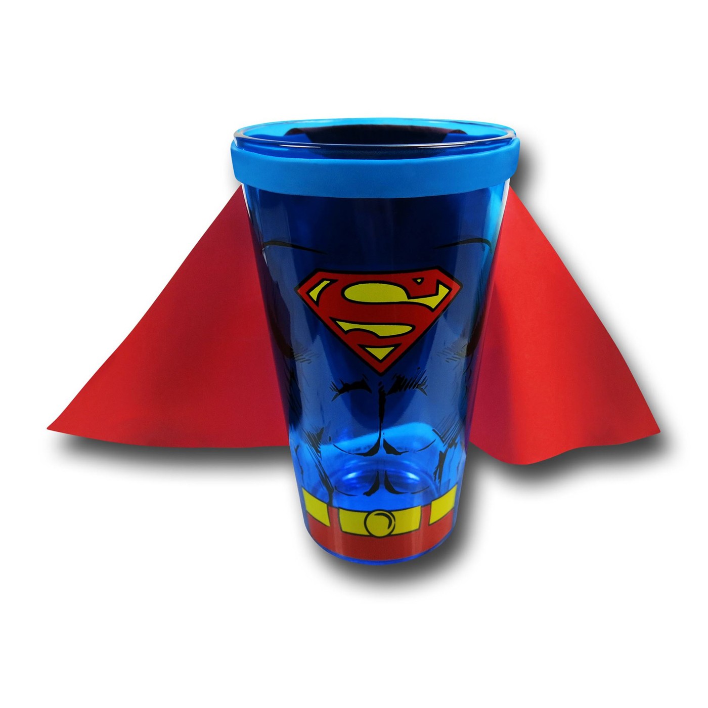 Superman Abs Costume Caped Pint Glass, Blue