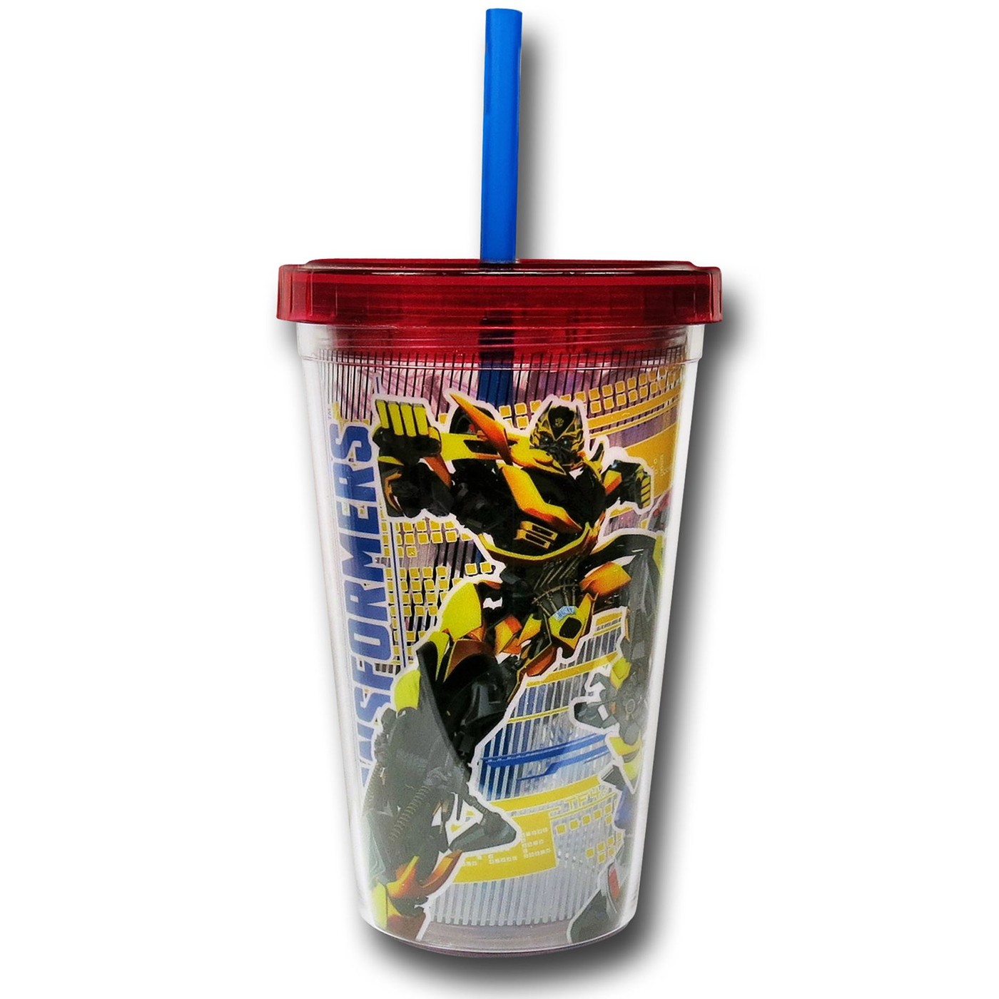 Transformers Characters 12oz Travel Cup w/Straw, Blue