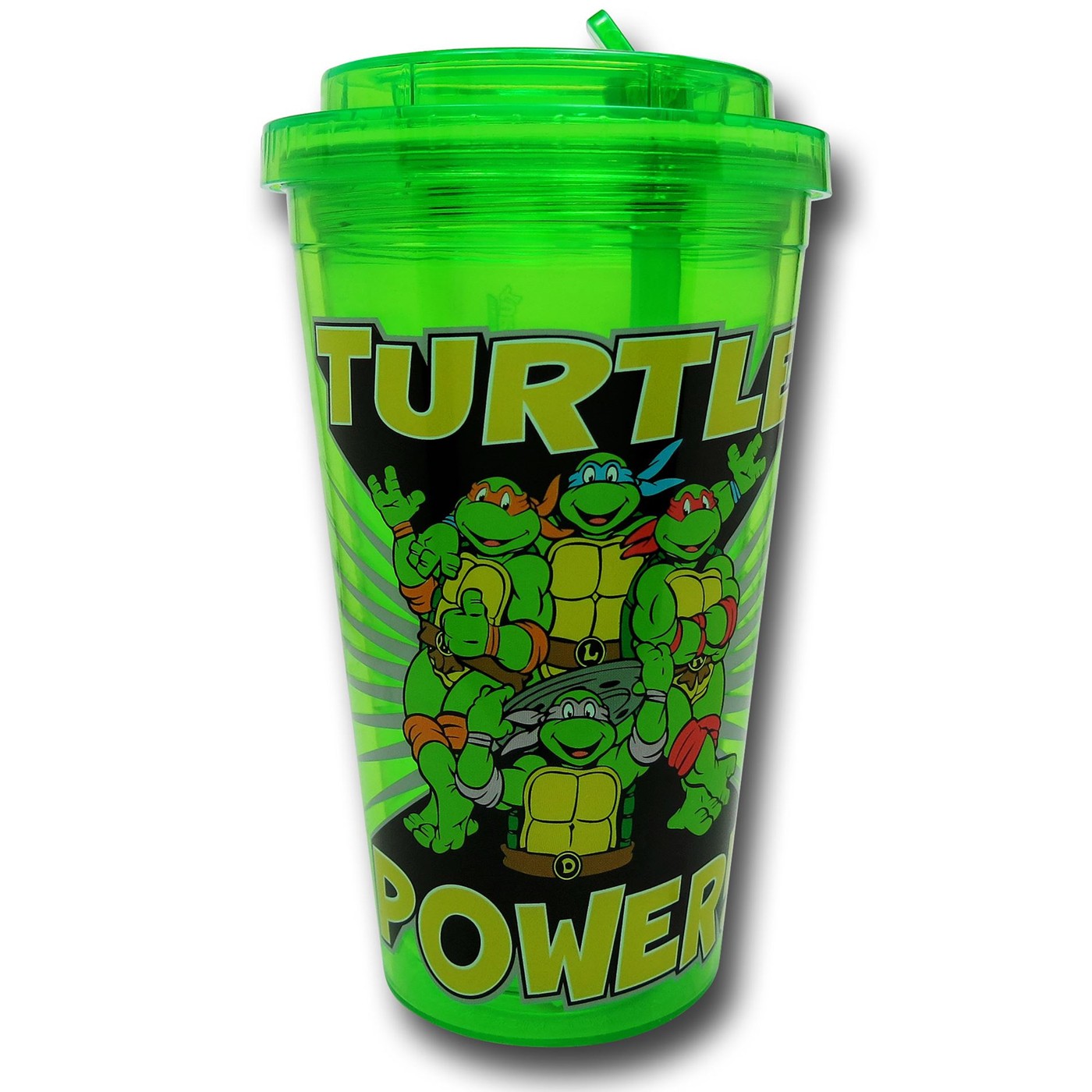 TMNT Turtle Power Flip Straw 16oz Acrylic Cold Cup, Green
