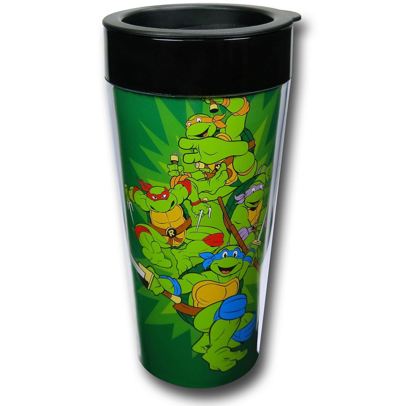 TMNT Turtle Power 16oz Plastic Travel Mug, Green