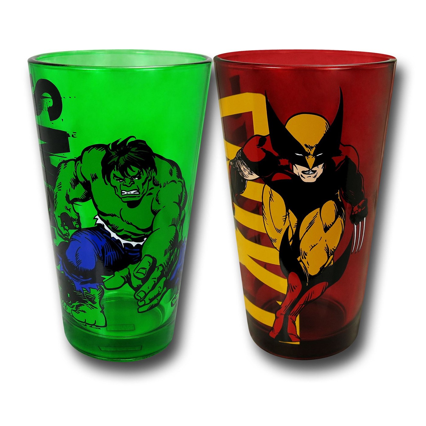 Wolverine & Hulk Colored Pint Glass 2-Pack, Green