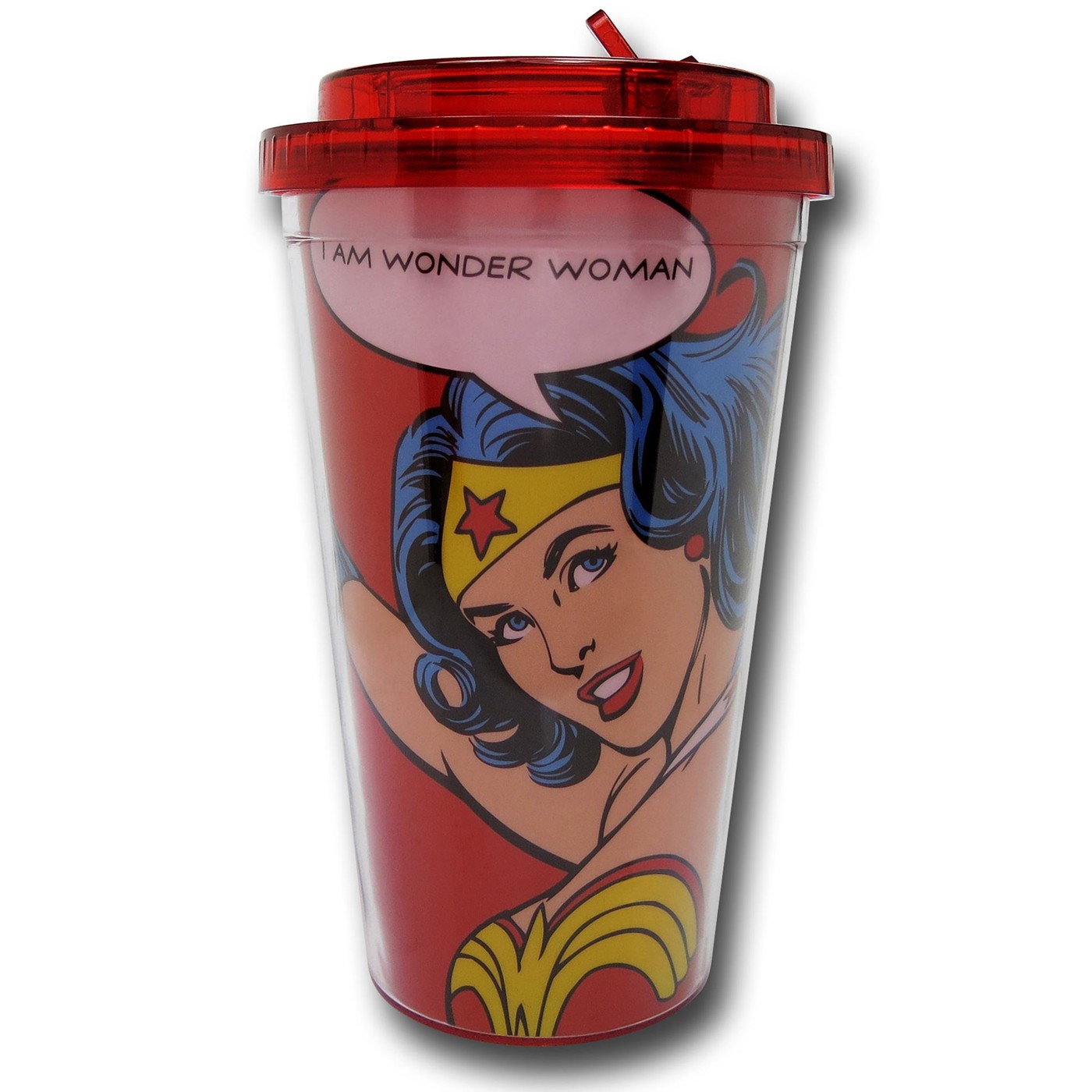 Wonder Woman I Am Flip Straw 16oz Cold Cup, Red