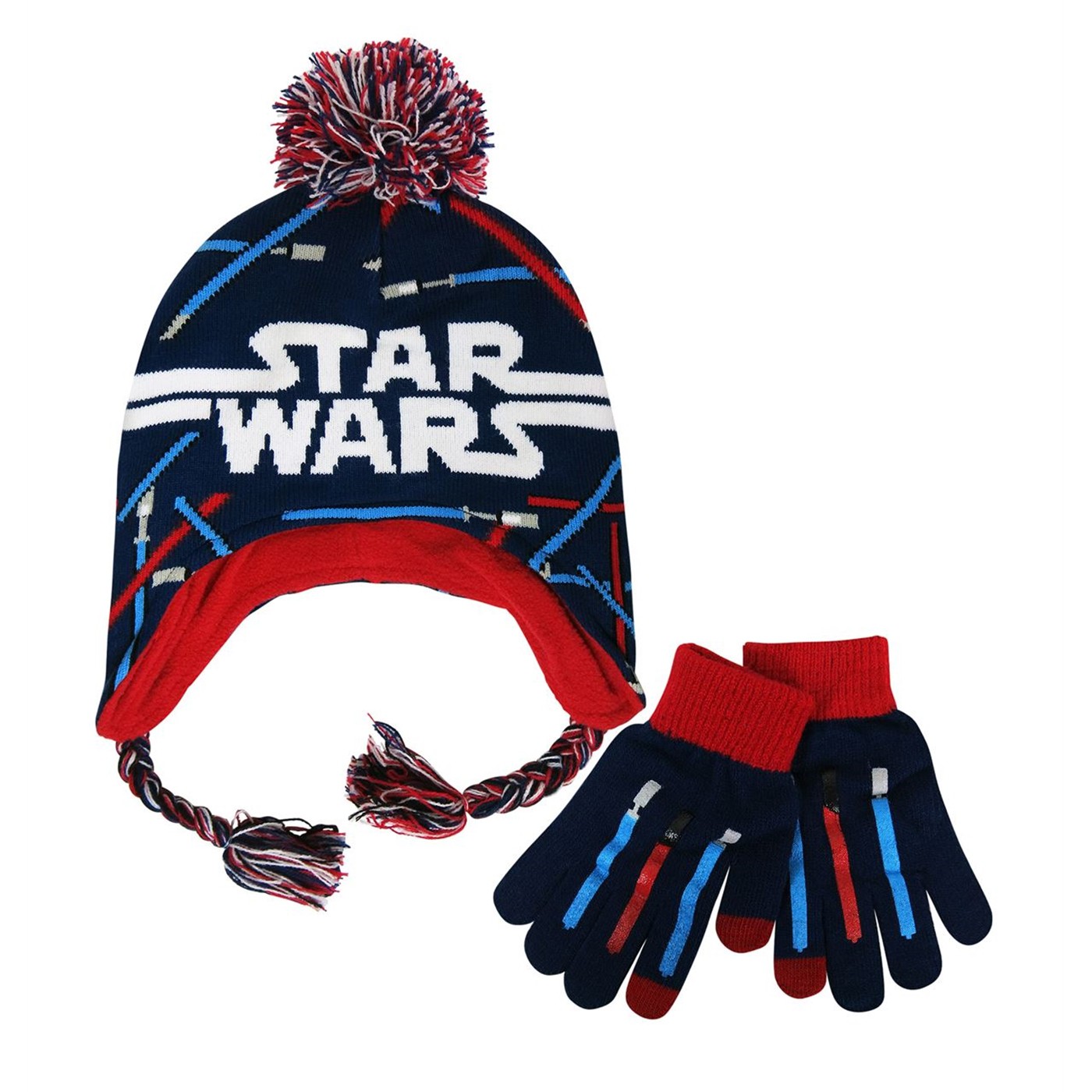 Star Wars Lightsabers Kids Beanie & Gloves Set, Blue