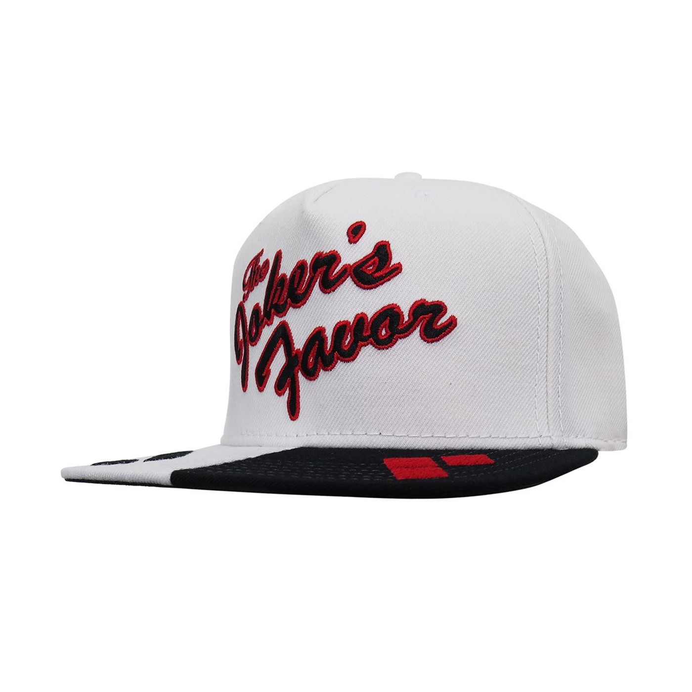 Harley Quinn The Joker Favor Snapback Hat, White