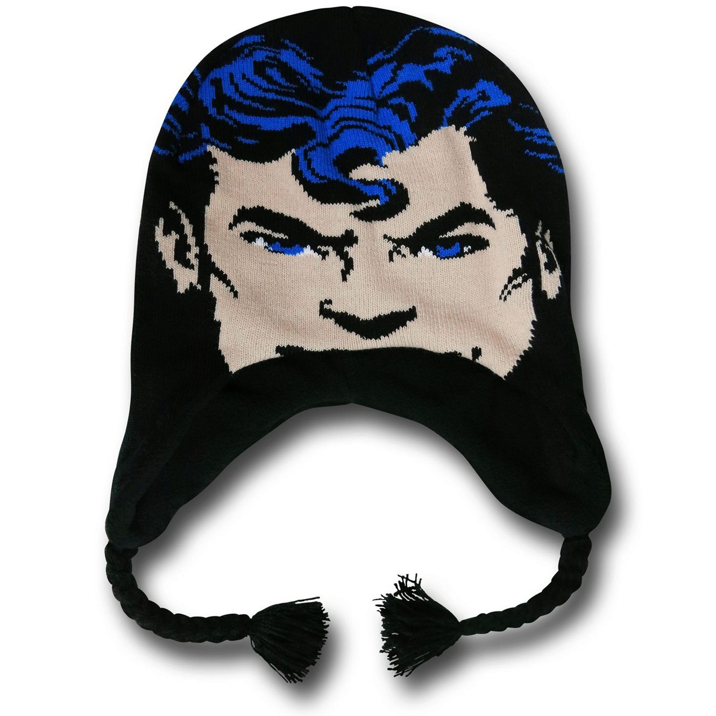Superman Face Kids Peruvian Cap, Black