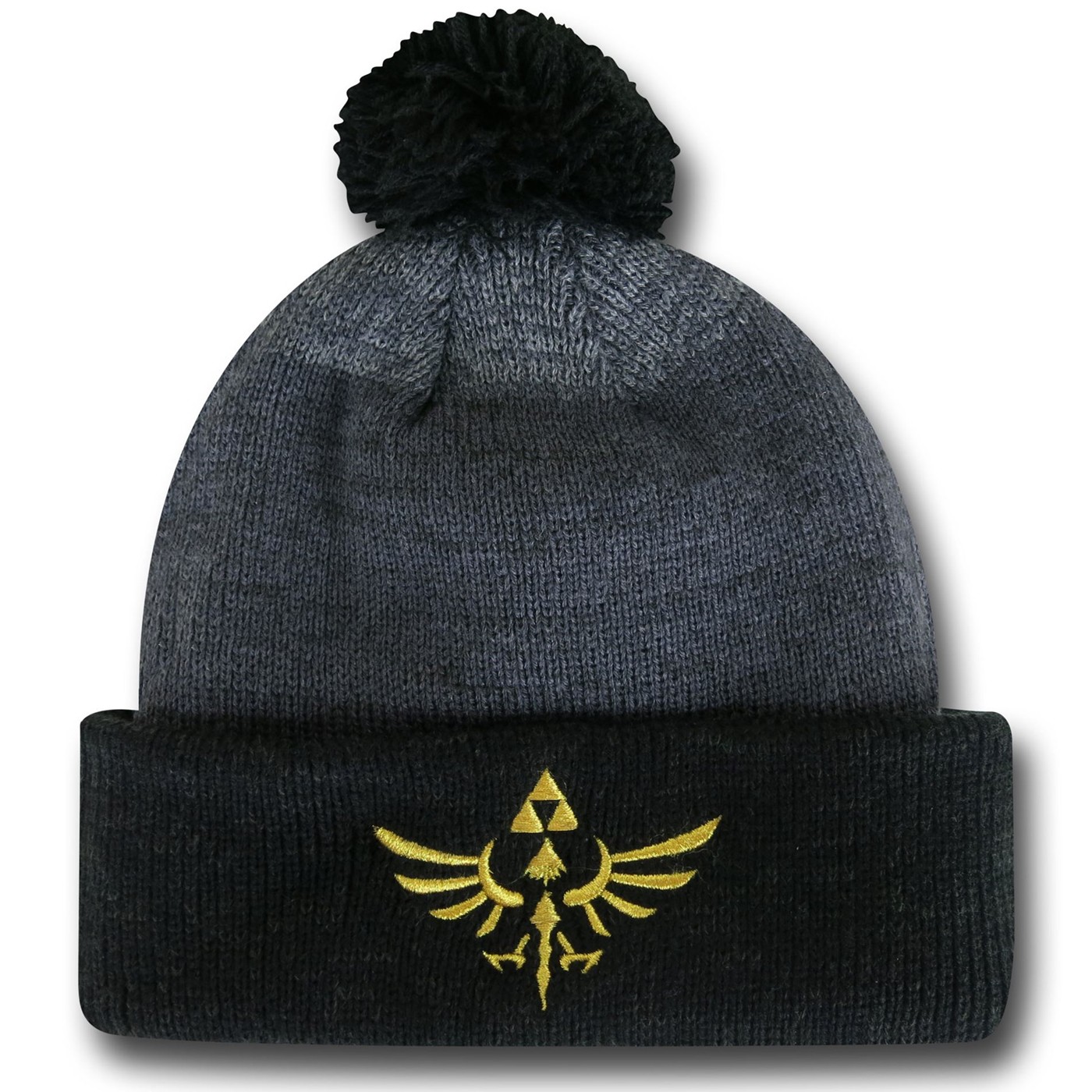 Zelda Tri-Color Pom Beanie, Black