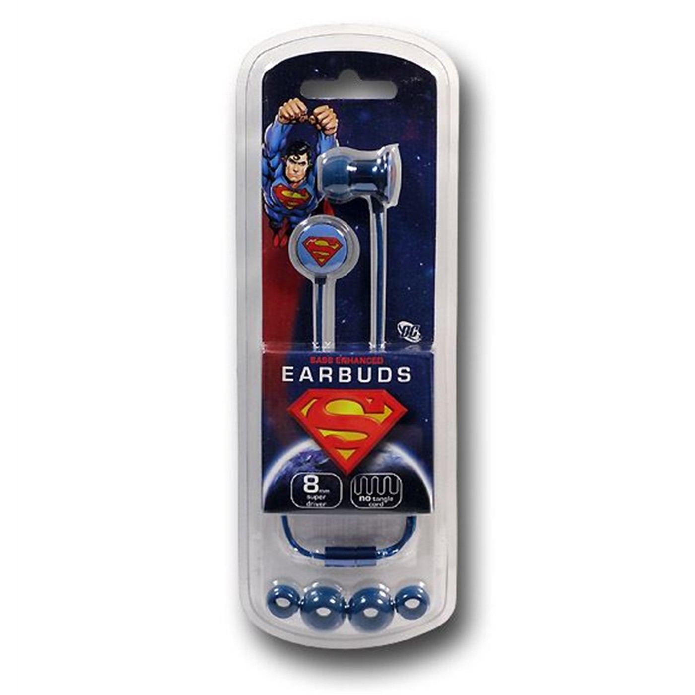 Superman Symbol Metal Earbuds, Blue