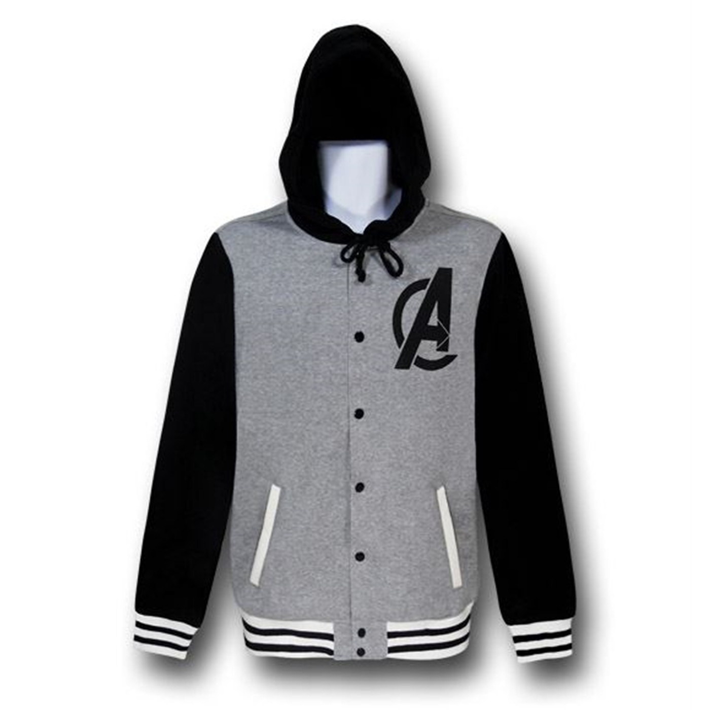 Avengers Varsity Button-Up Hoodie, Grey