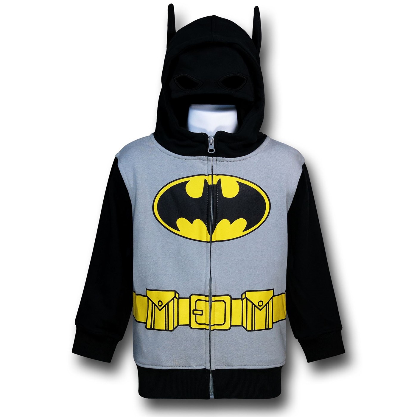 Batman Grey/Black Cowl Costume Kids Hoodie, Grey