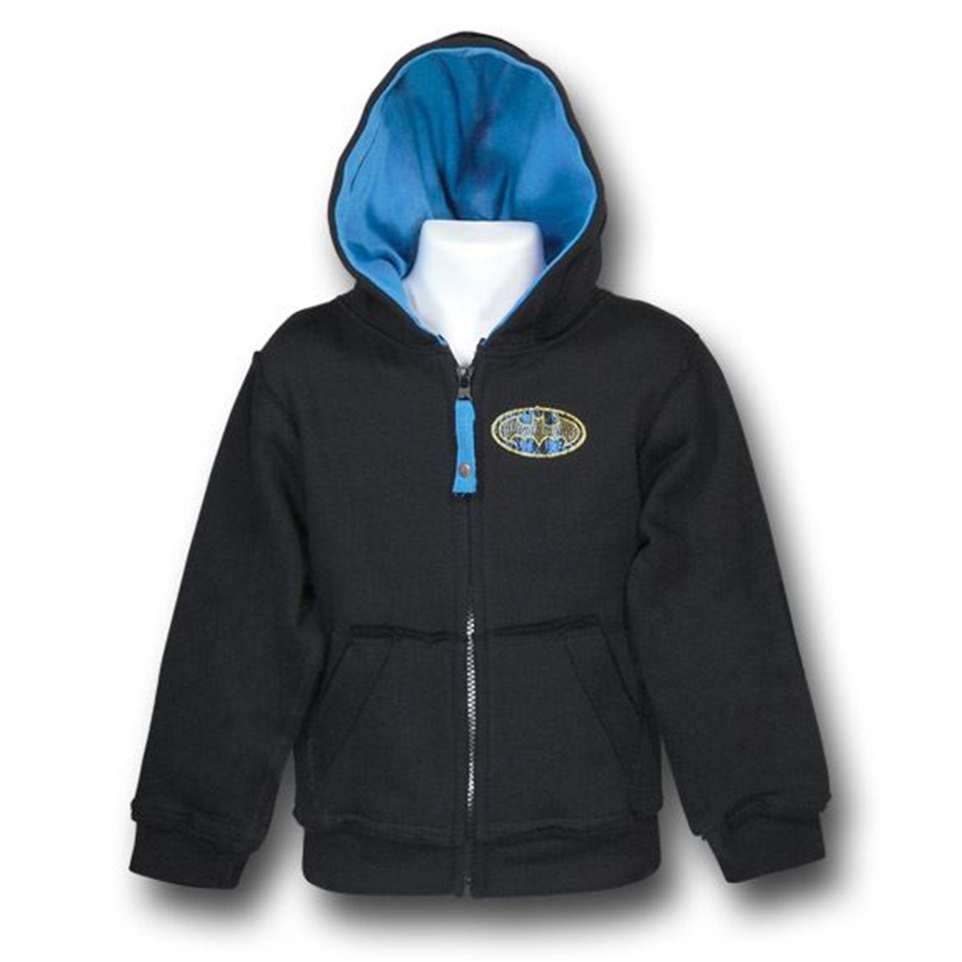 Batman Gold Lined Kids Zip-Up Hoodie, Black
