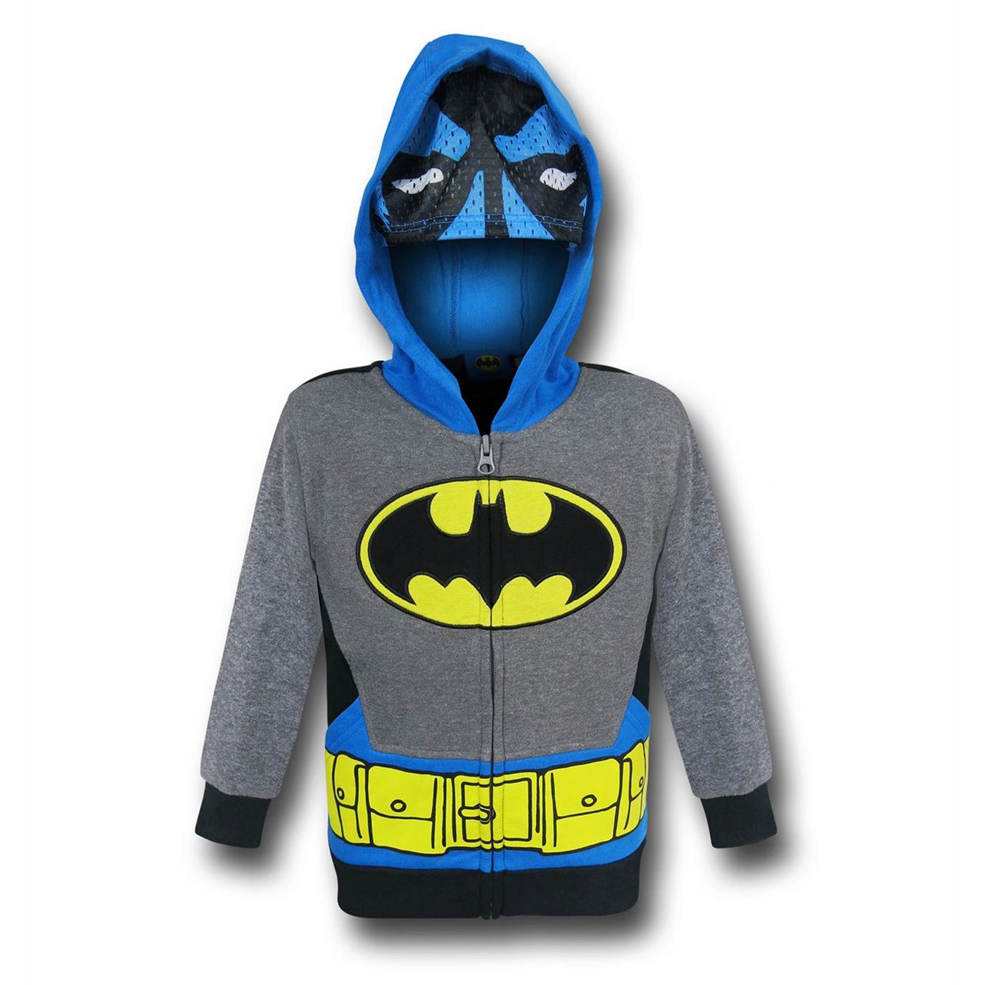Batman Costume Kids Zipper Hoodie, Grey