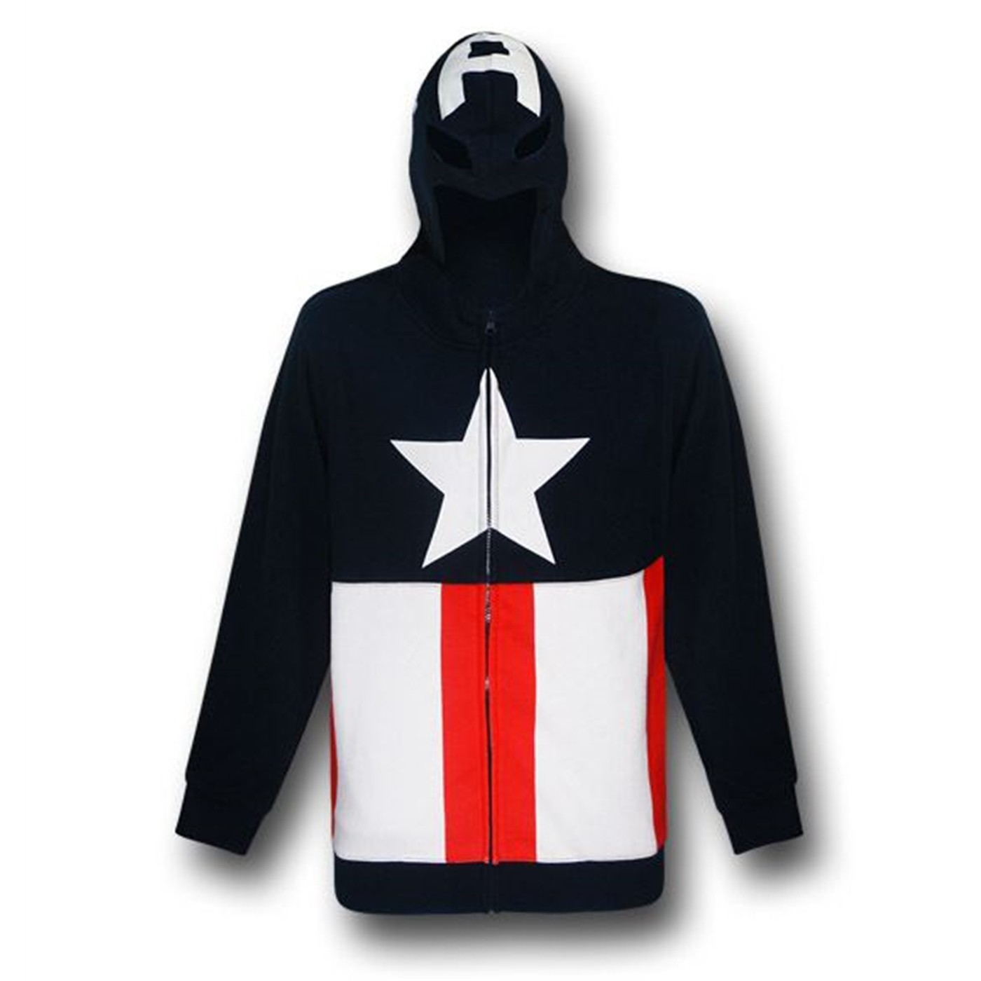 Captain America Costume Zip-Up Hoodie, Blue