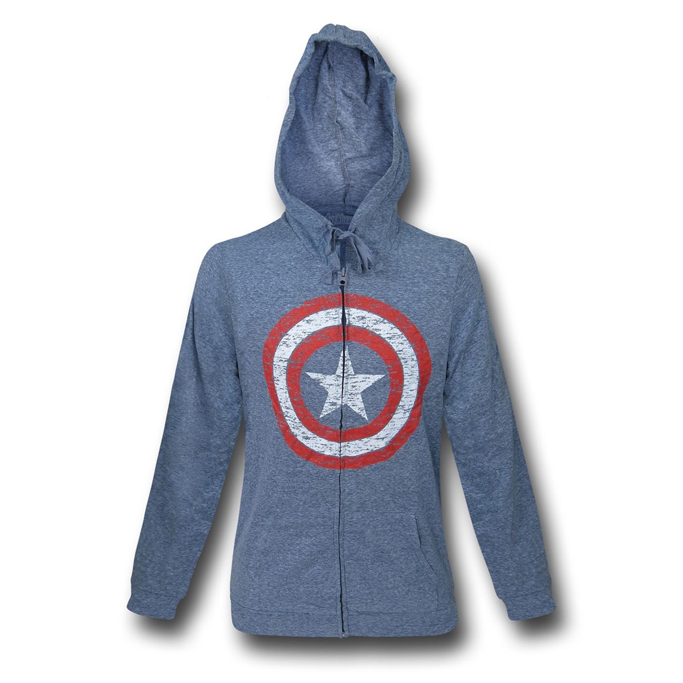 Captain America Shield Men's Light Zipper Hoodie, Blue