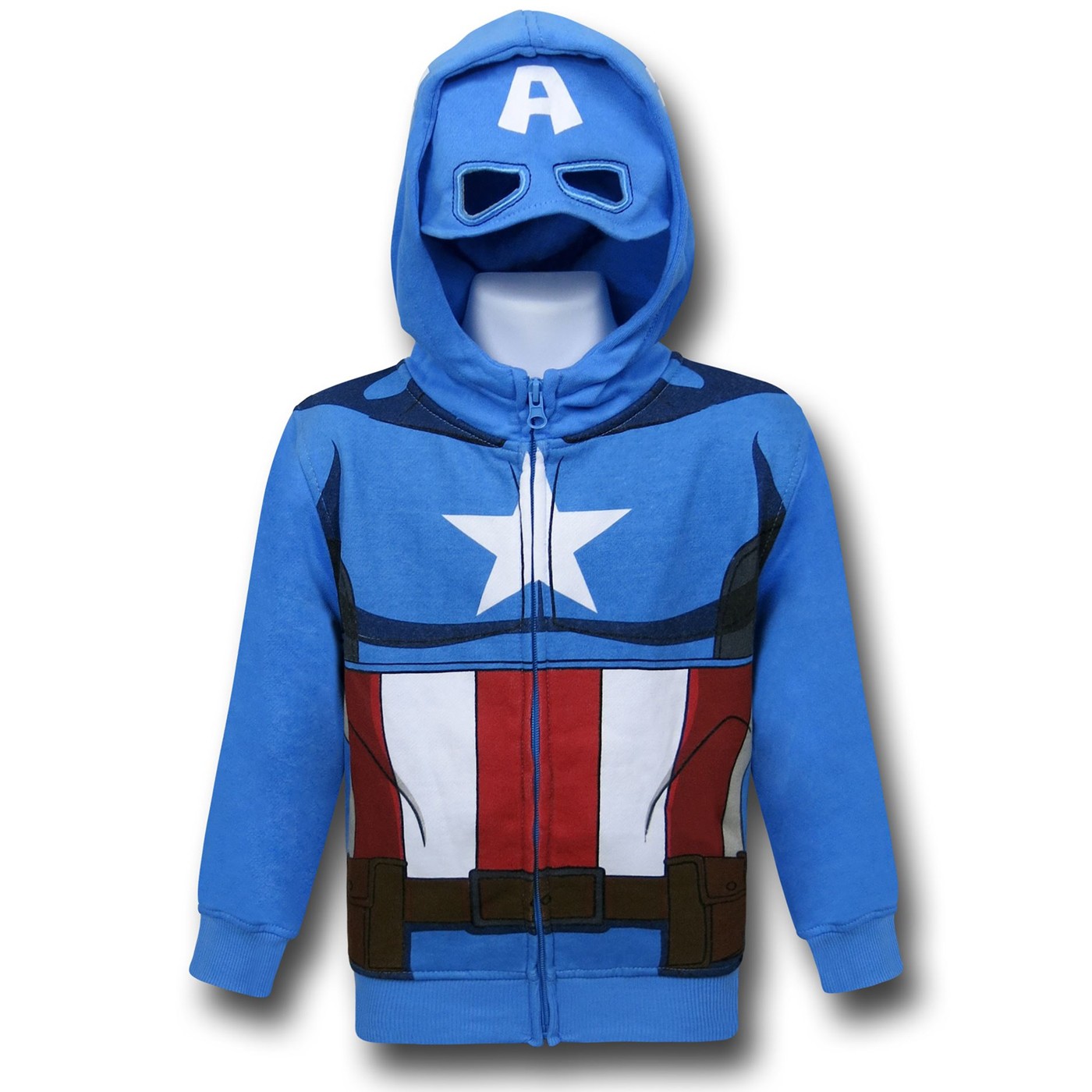 Captain America Masked Kids Costume Hoodie, Blue