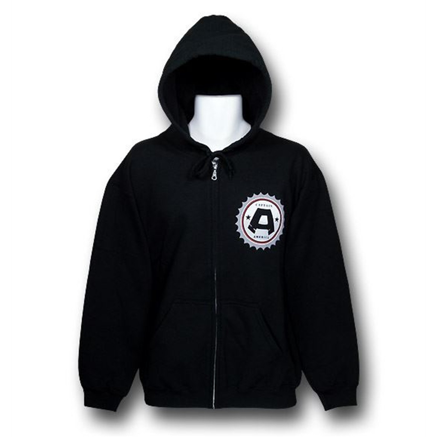 Captain America Justice Zip-Up Hoodie, Black