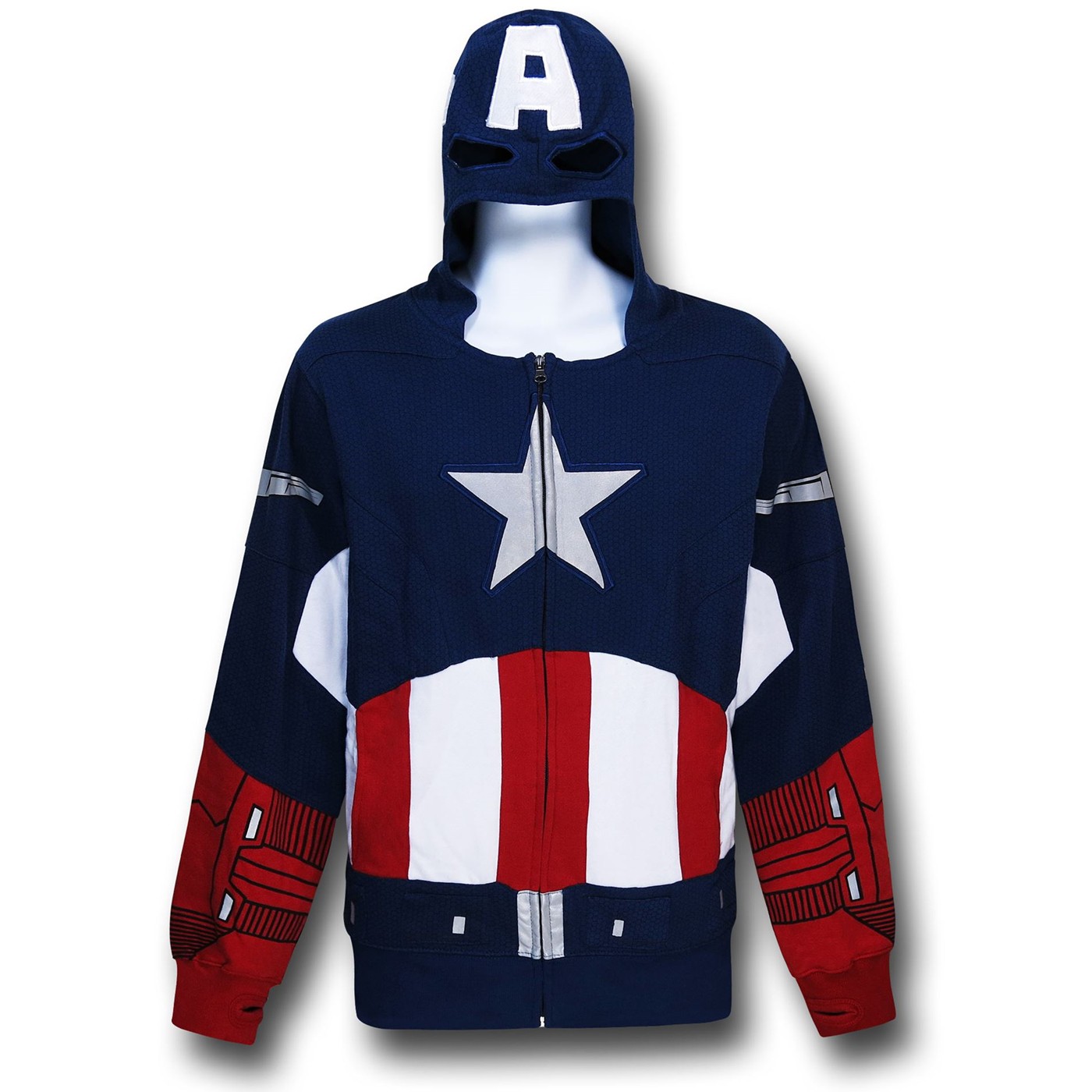 Captain America Movie Masked Costume Hoodie, Blue