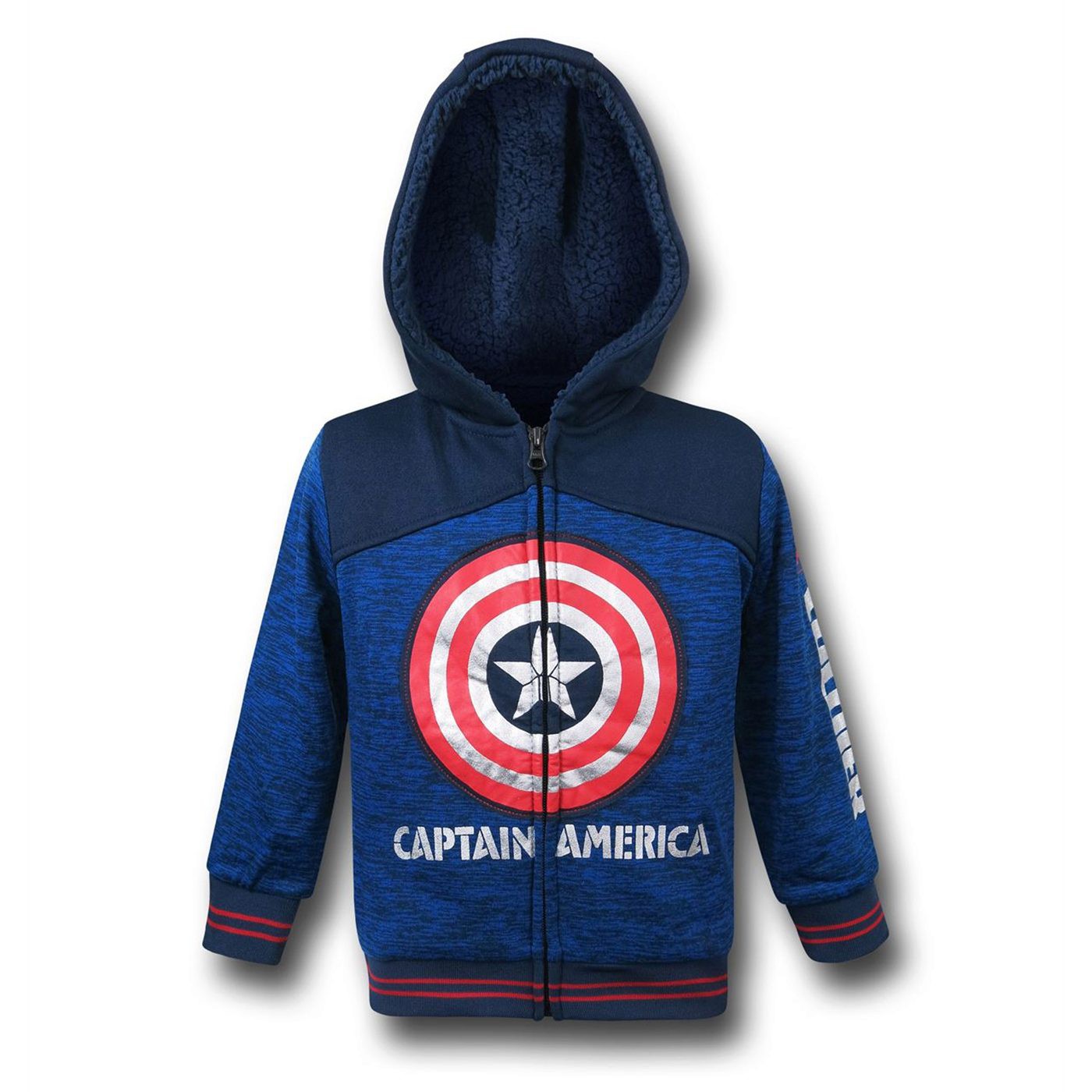Captain America Shield Kids Sherpa Hoodie, Blue