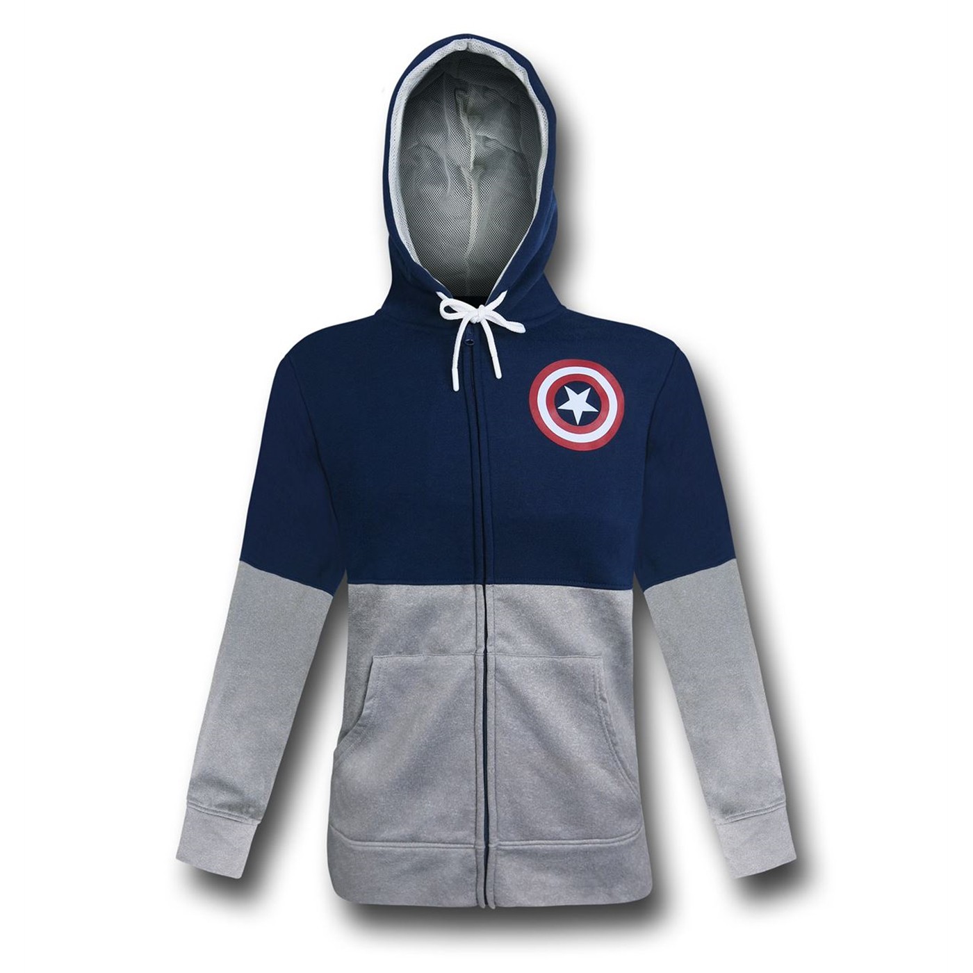 Captain America Shield Fleece Lined Men's Zipper Hoodie, Blue