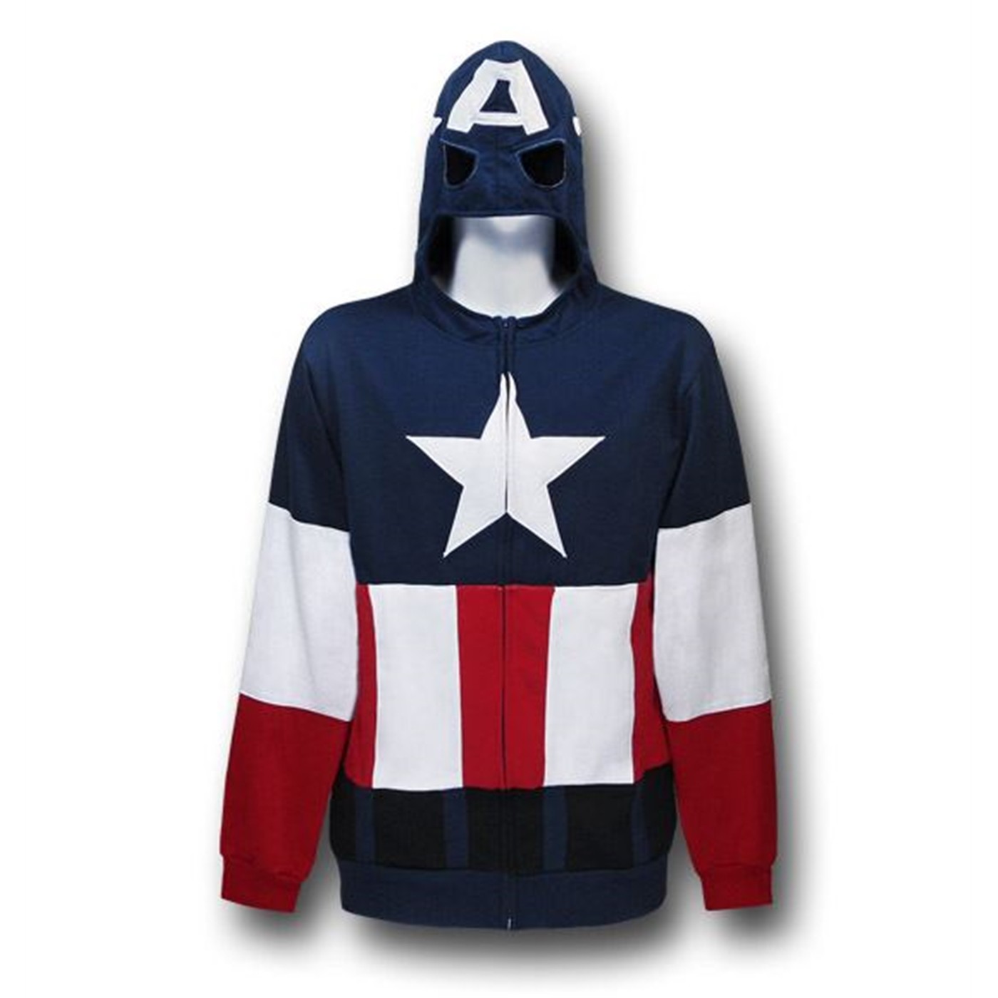 Captain America Costume Hoodie w/Eye Holes, Blue
