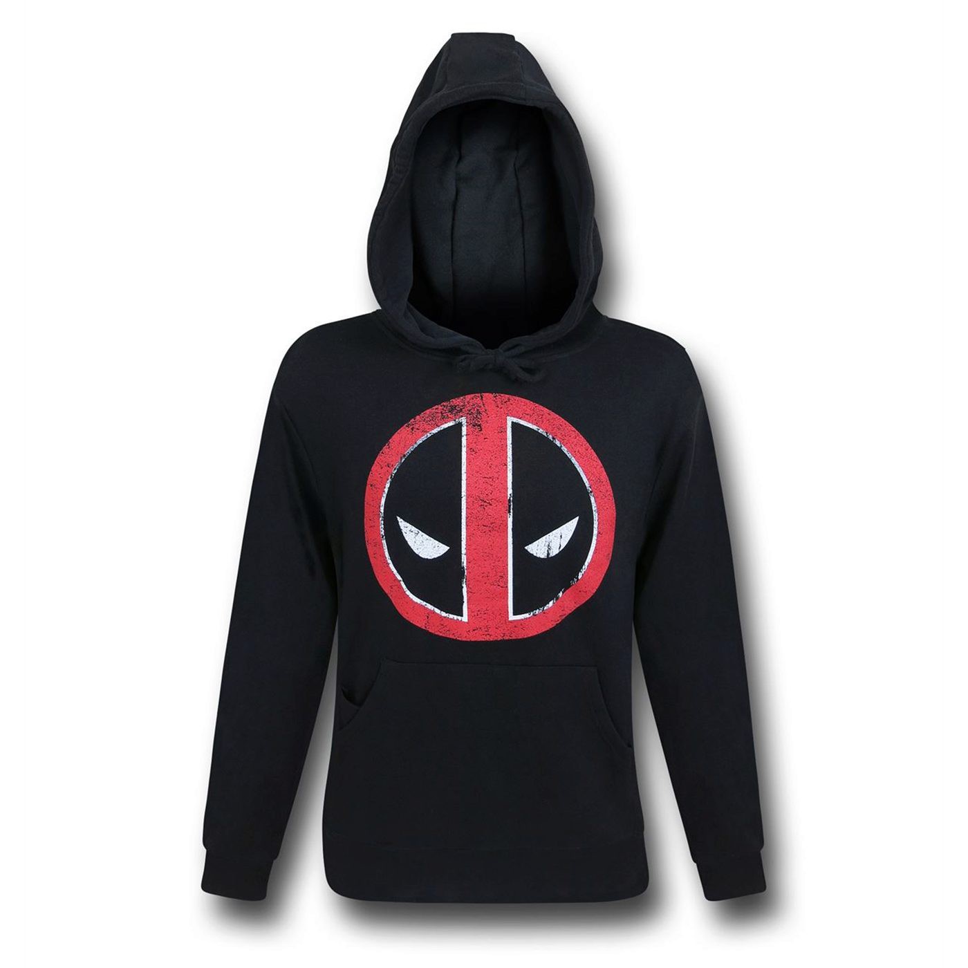Deadpool Distressed Symbol Pullover Hoodie, Black