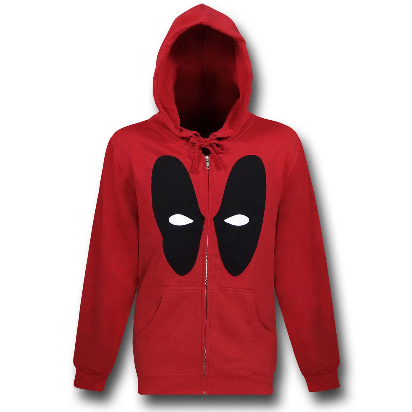 Deadpool Mask Zip-Up Red Hoodie, Red