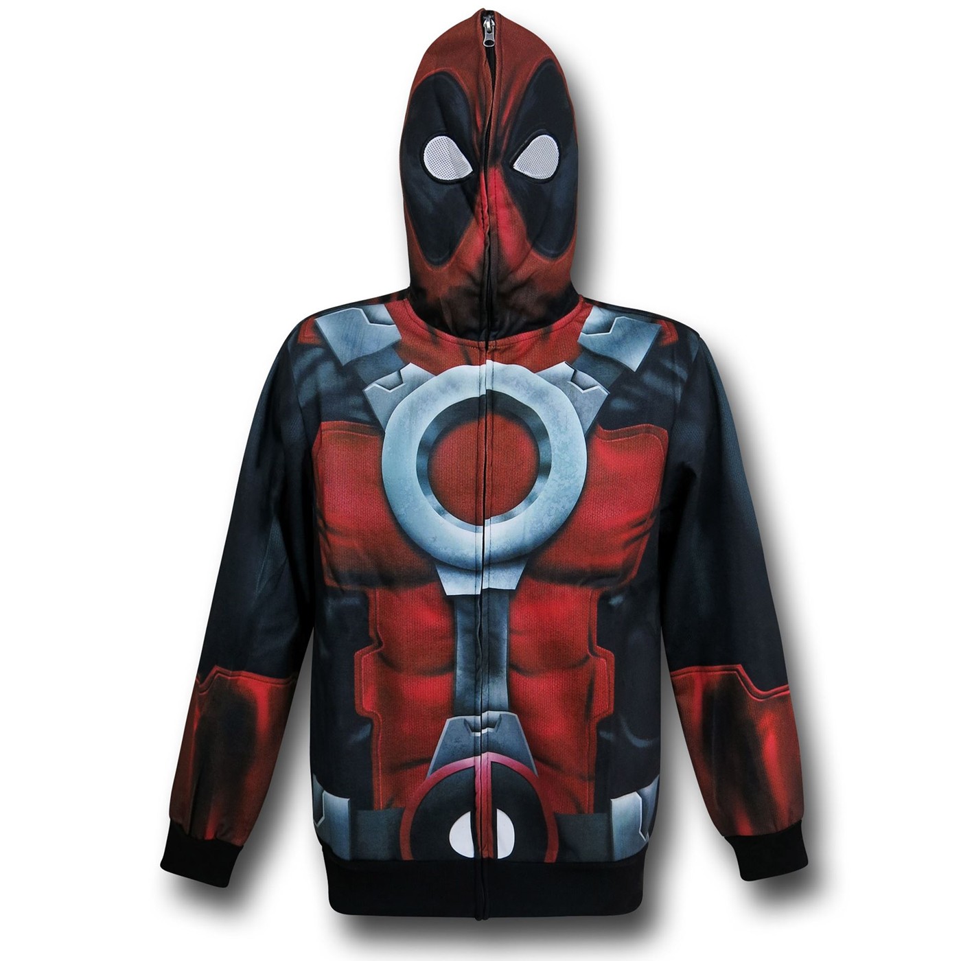Deadpool Lightweight Sublimated Costume Zip Hoodie, Red
