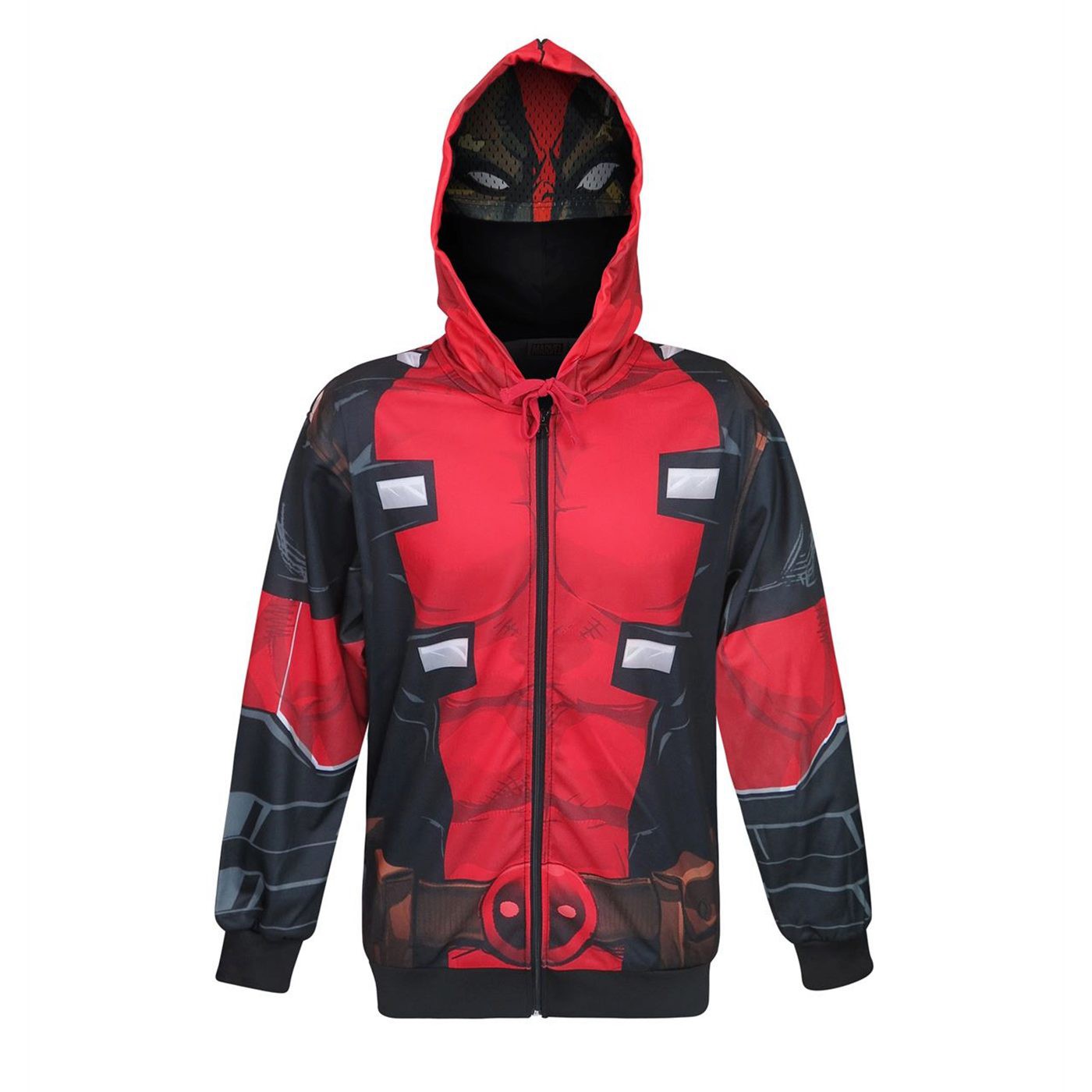Deadpool Sublimated Men's Hoodie with Mask, Red