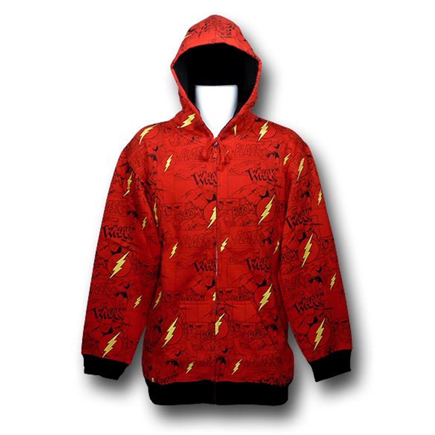Flash Comic Outline Zip-Up Hoodie, Red