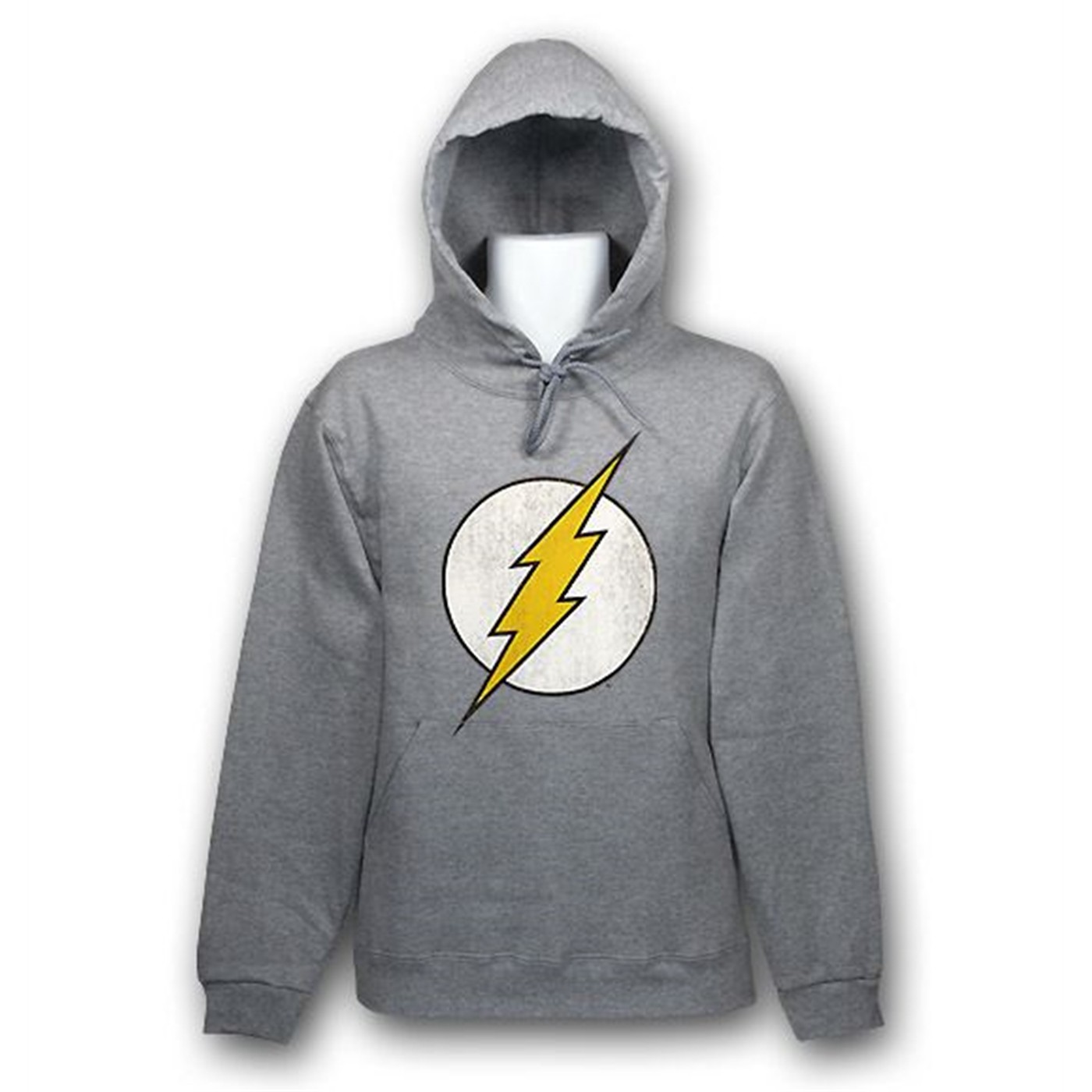 Flash Distressed Symbol Heather Grey Hoodie, Grey