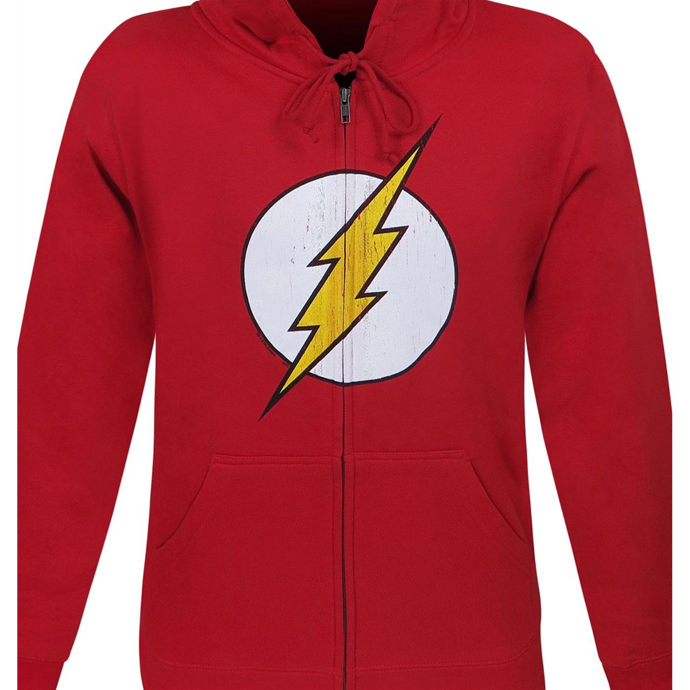 Flash Distressed Symbol Men's Zipper Hoodie, Red
