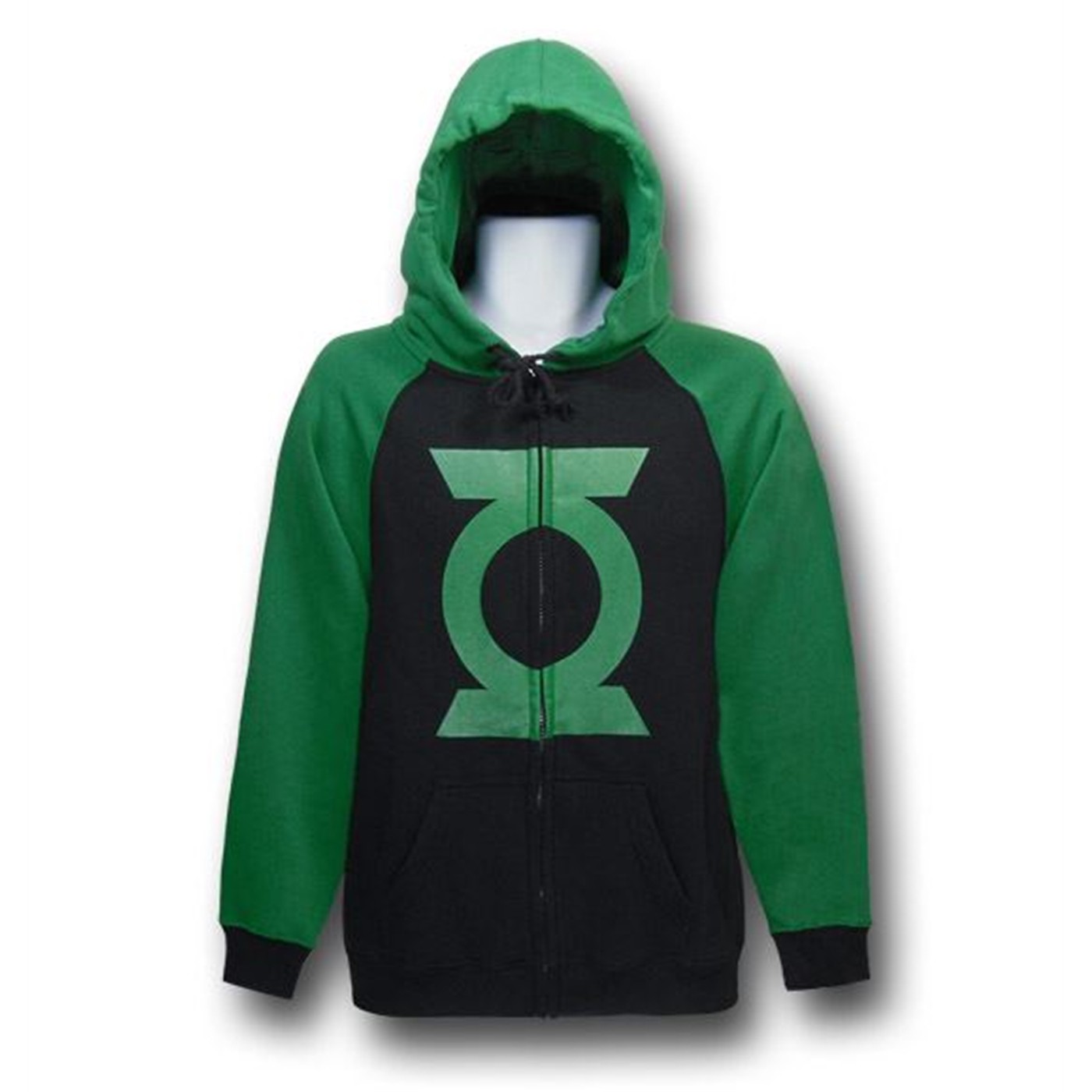 Green Lantern Black & Green Zip-Up Hoodie, Black