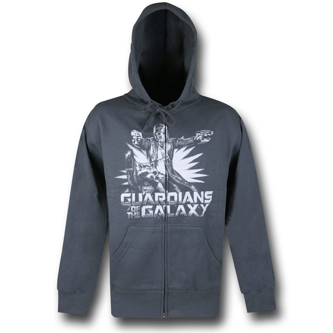 GOTG Star Lord & Rocket Raccoon Burst Zip-up Hoodie, Grey