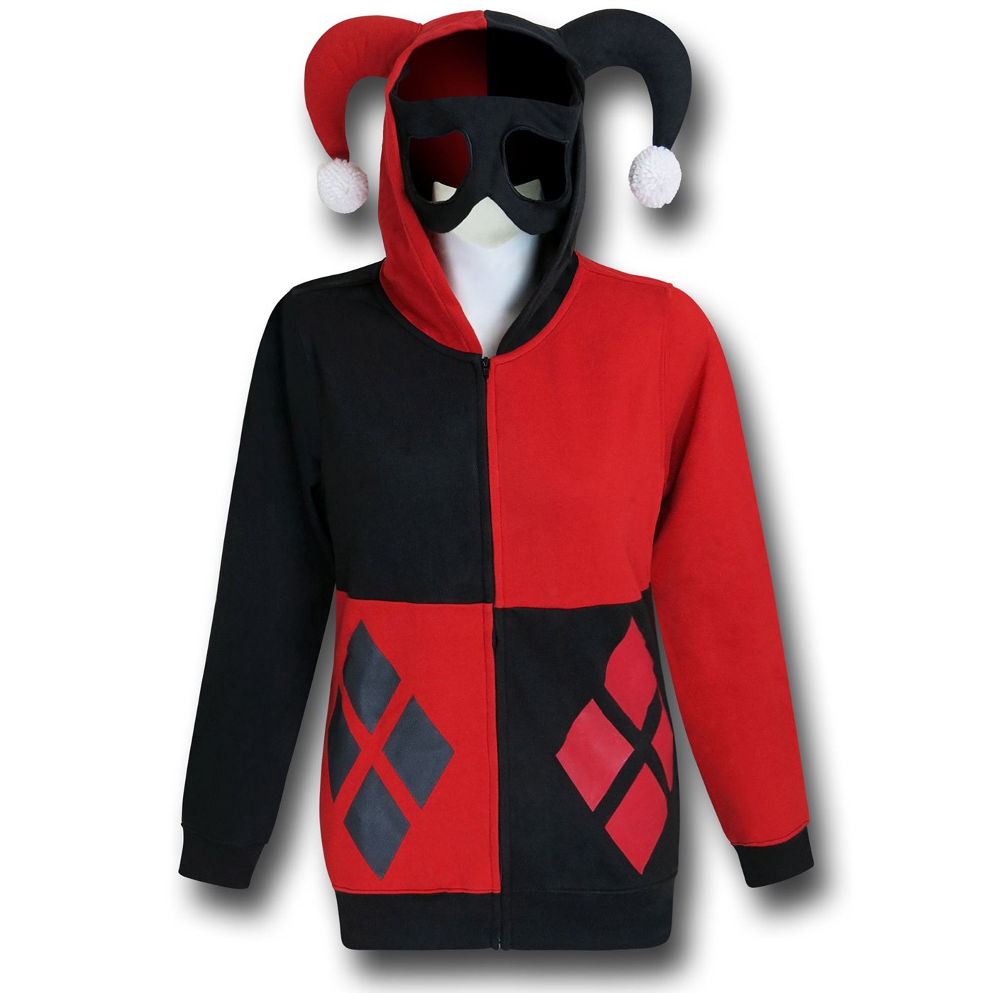 Harley Quinn Mask & Hood Women's Hoodie, Black