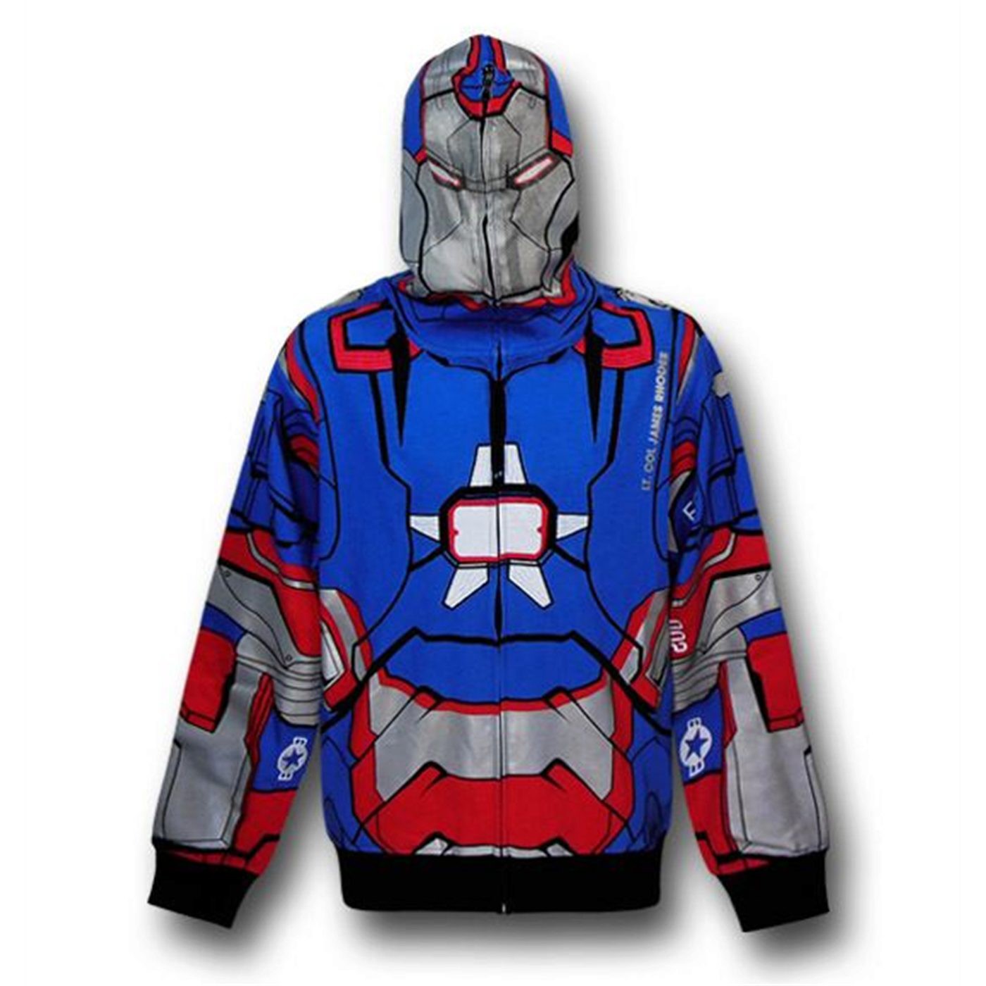 Iron Man 3 Iron Patriot Zip-Up Costume Hoodie, Blue