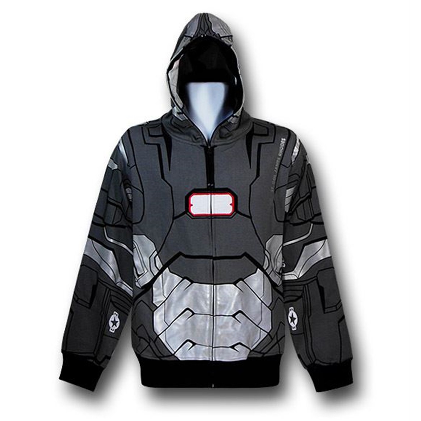 Iron Man 3 War Machine Zip-Up Costume Hoodie, Grey