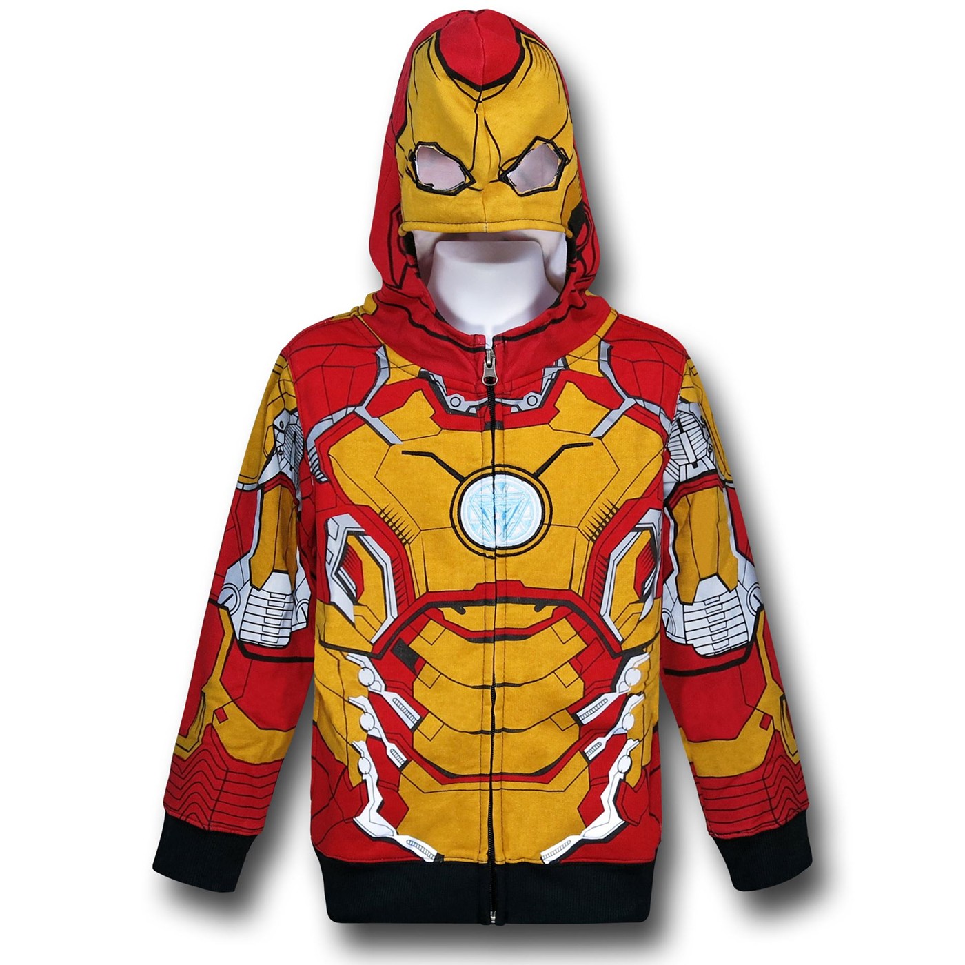 Iron Man Mark 42 Kids Masked Costume Hoodie, Yellow