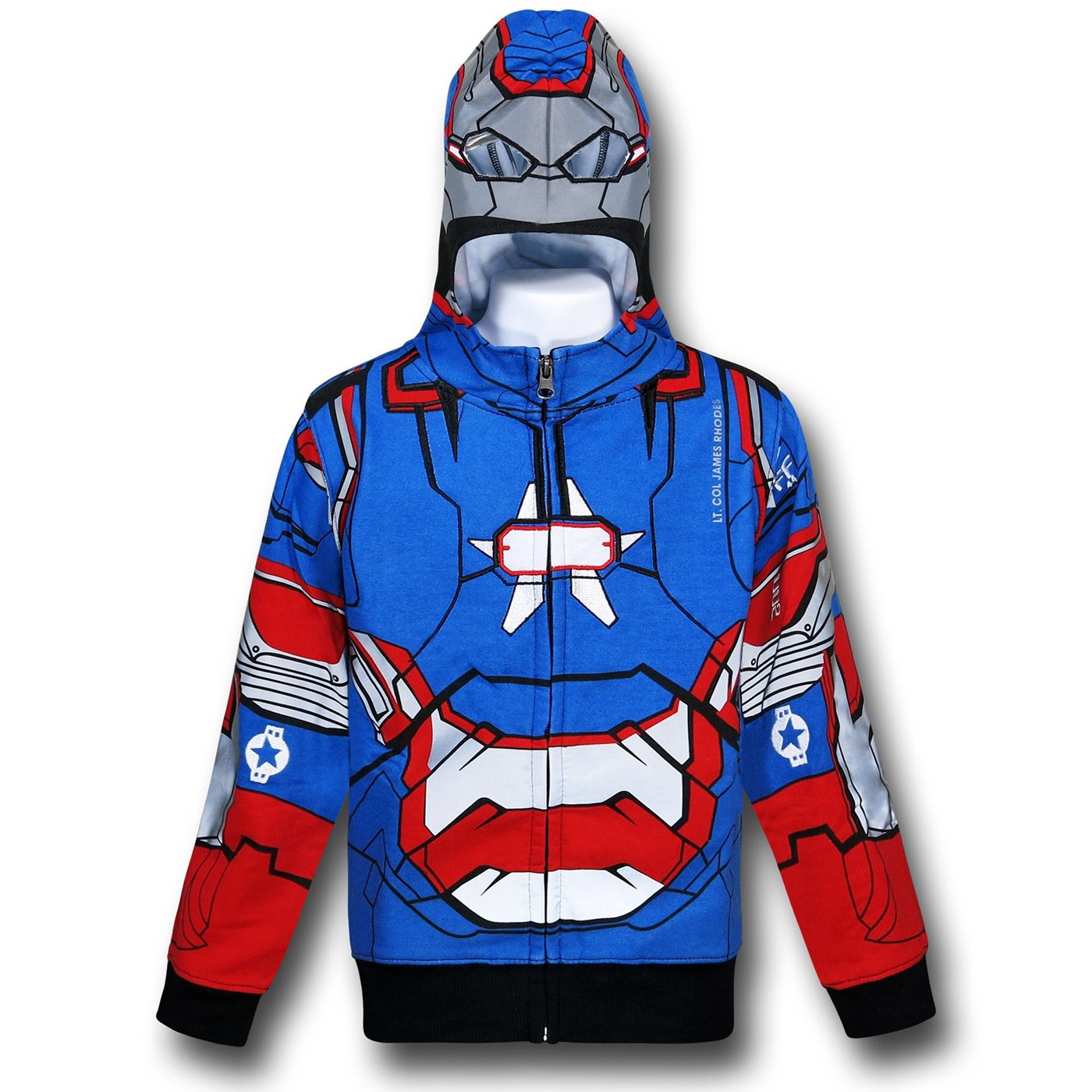 Iron Patriot Kids Masked Costume Hoodie, Blue