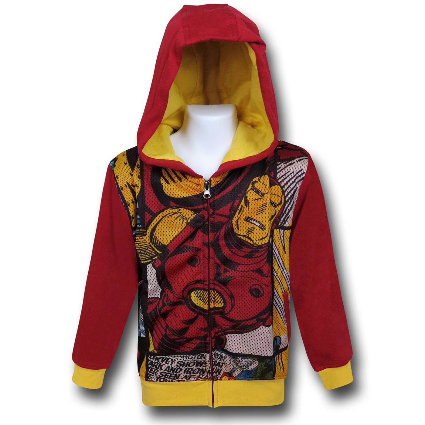 Iron Man Sublimated Zip Fleece Kids Hoodie, Red