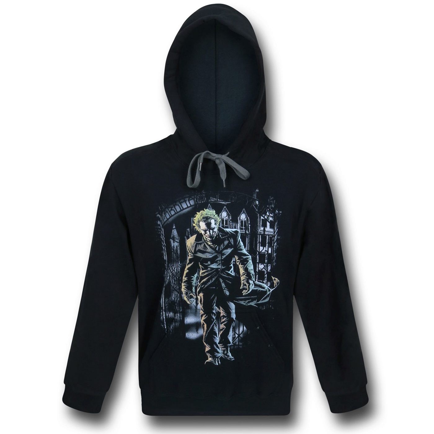 Joker Leaves Arkham Asylum Pullover Hoodie, Black