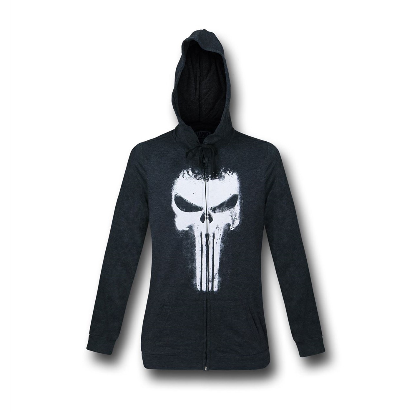 Punisher Graffiti Paint Symbol Light Zipper Hoodie, Black