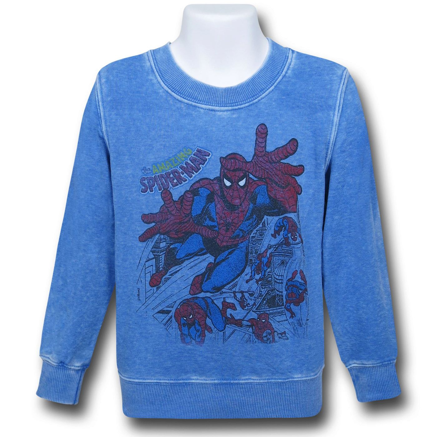 Spiderman Sixties Crew Neck Kids Sweatshirt, Blue