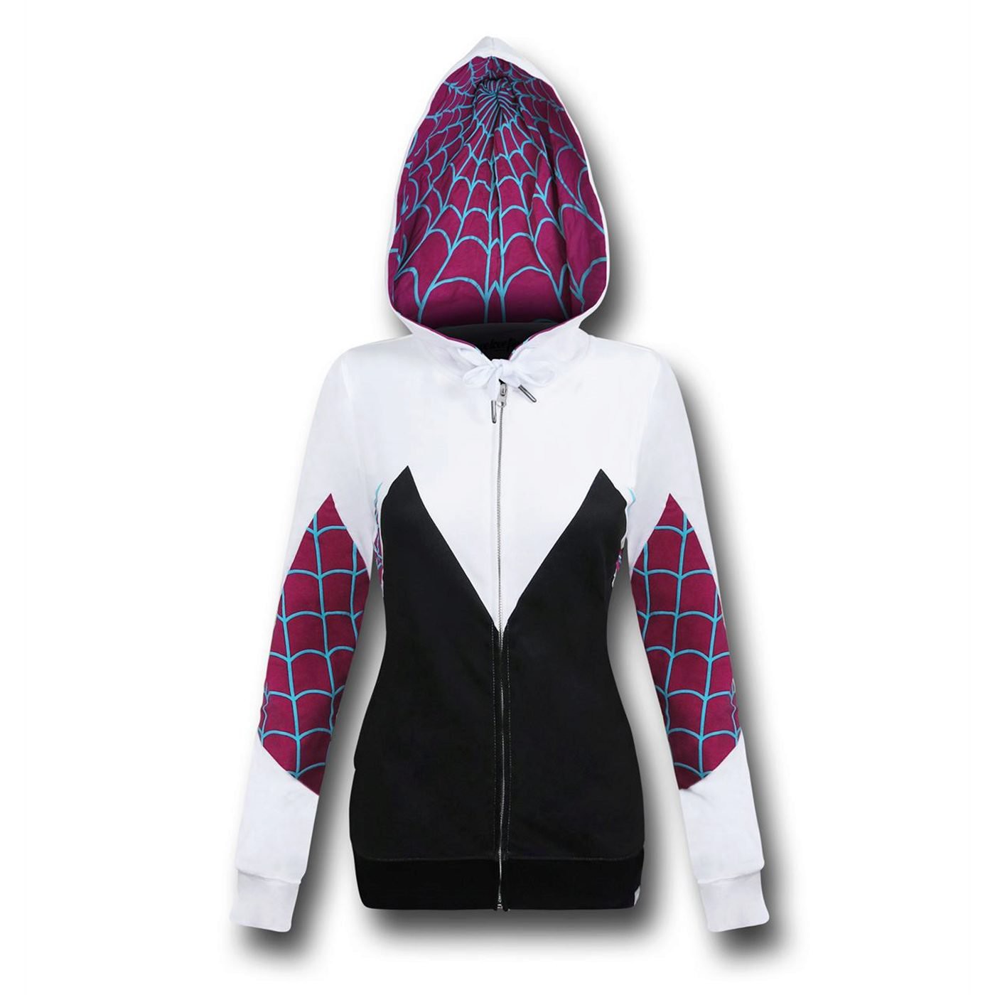Spider Gwen Costume Zip-Up Hoodie, White