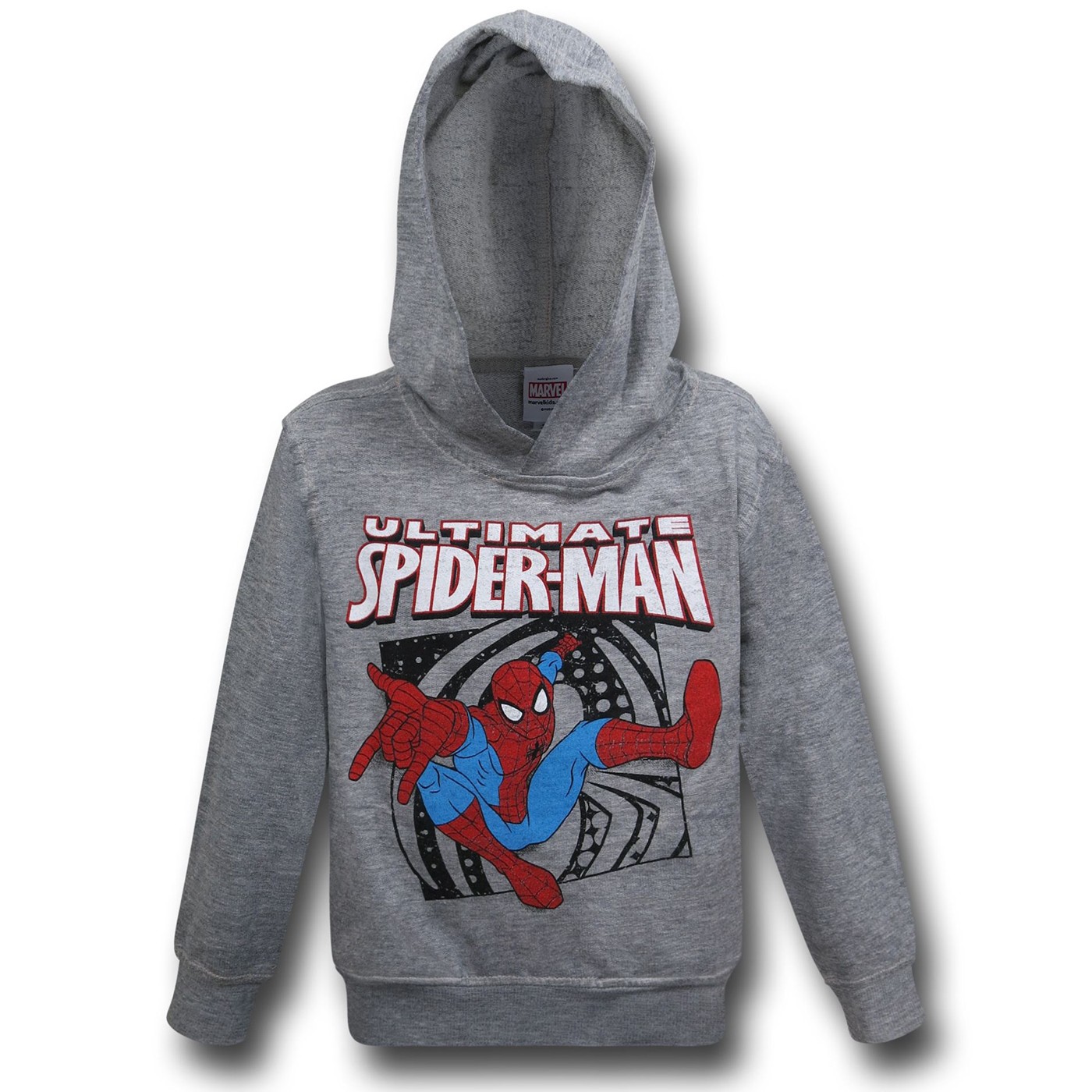 Spiderman Pops Kids Pullover Burnout Hoodie, Grey