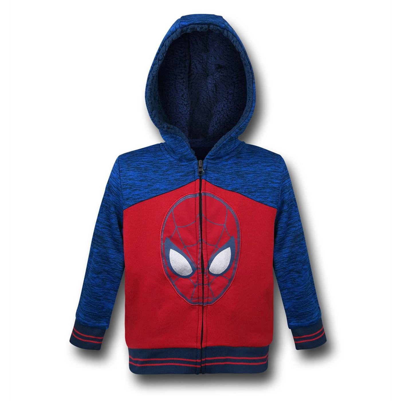Spiderman Head Kids Sherpa Hoodie, Red