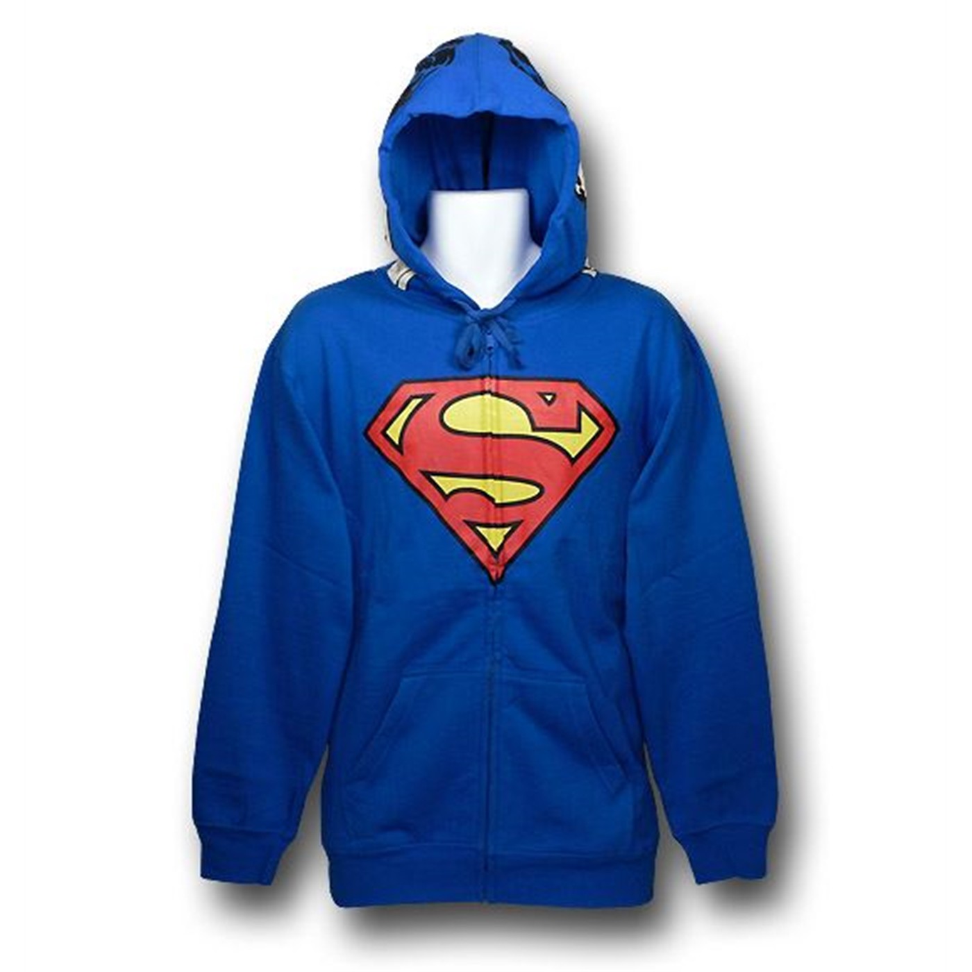 Superman Costume Side Glance Zip-Up Hoodie, Blue