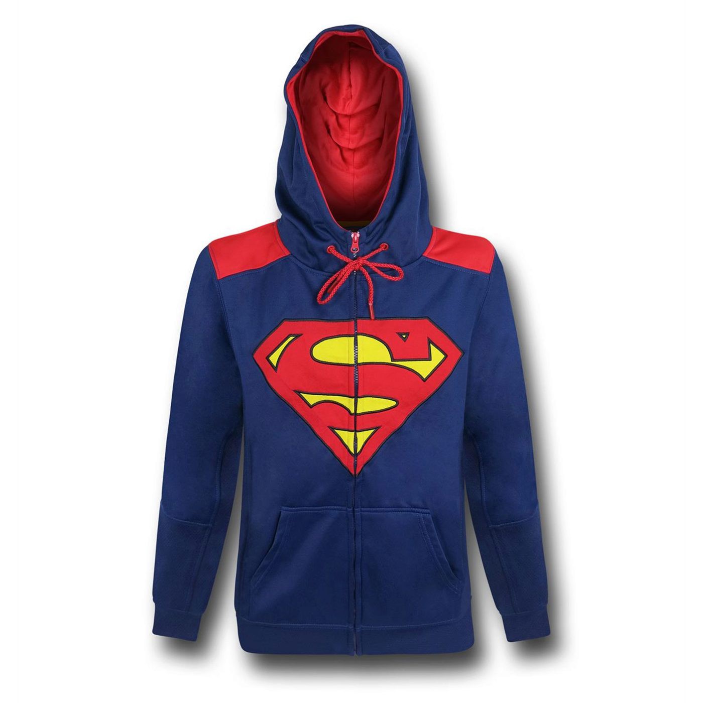 Superman Symbol Pieced Zip-Up Hoodie, Blue